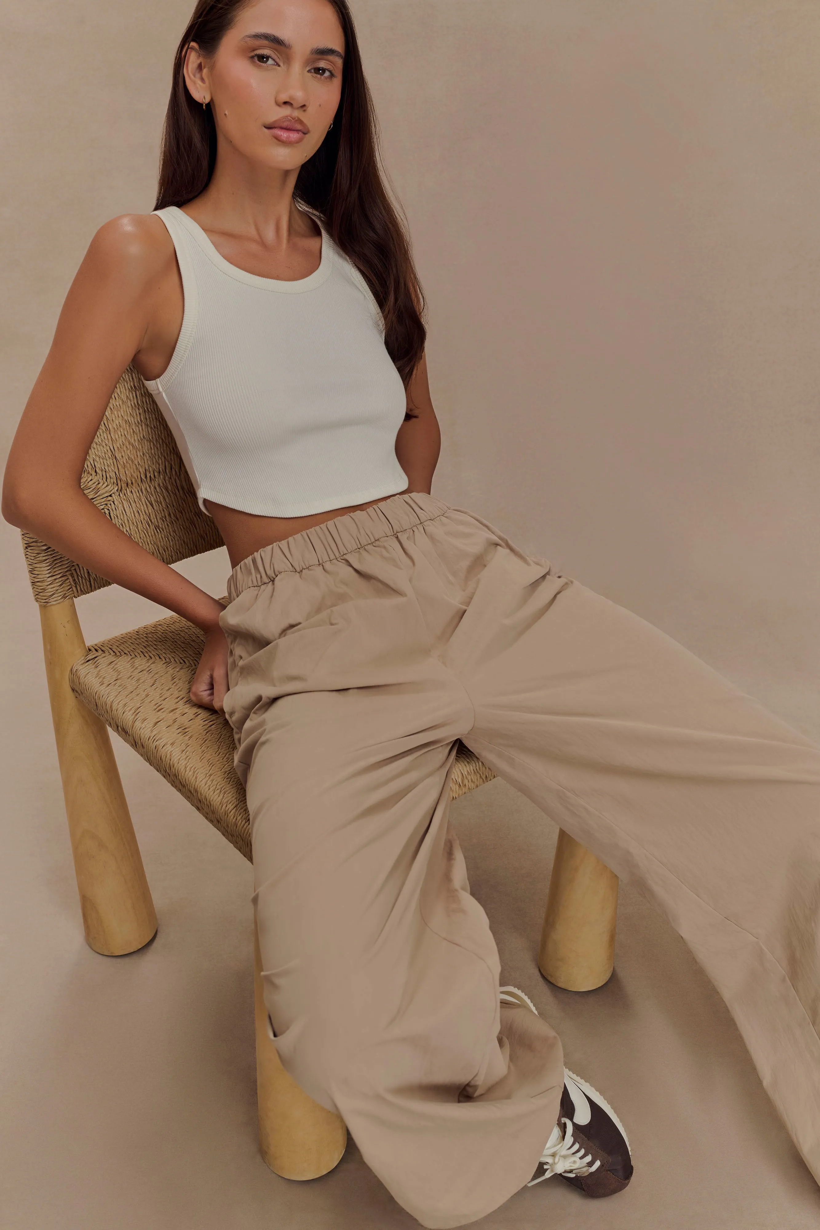 Campbell Cotton Wide Leg Pants - Sand sold by Meshki product image thumbnail 3