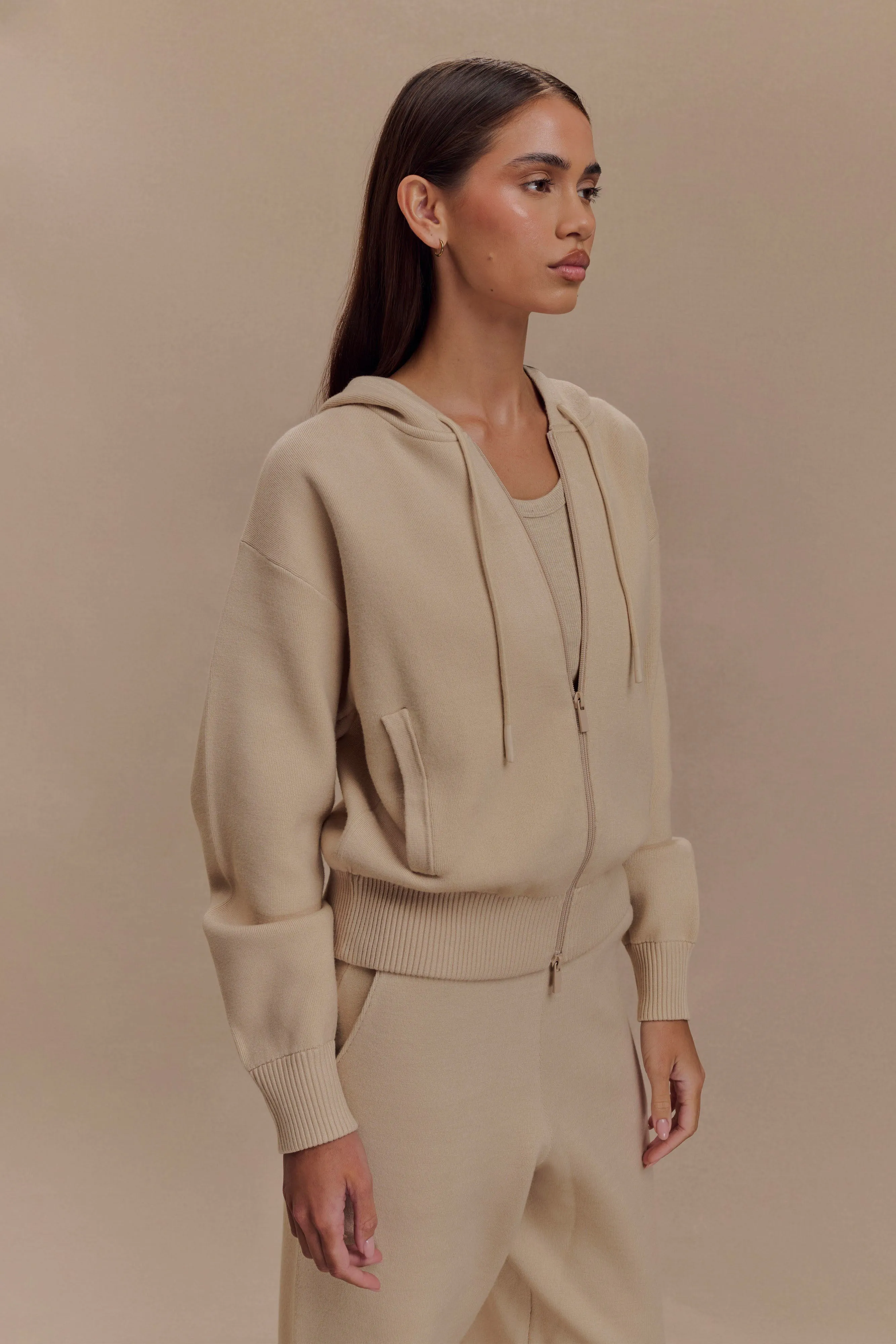 Sami Zip Front Knit Hoodie - Camel sold by Meshki product image thumbnail 4