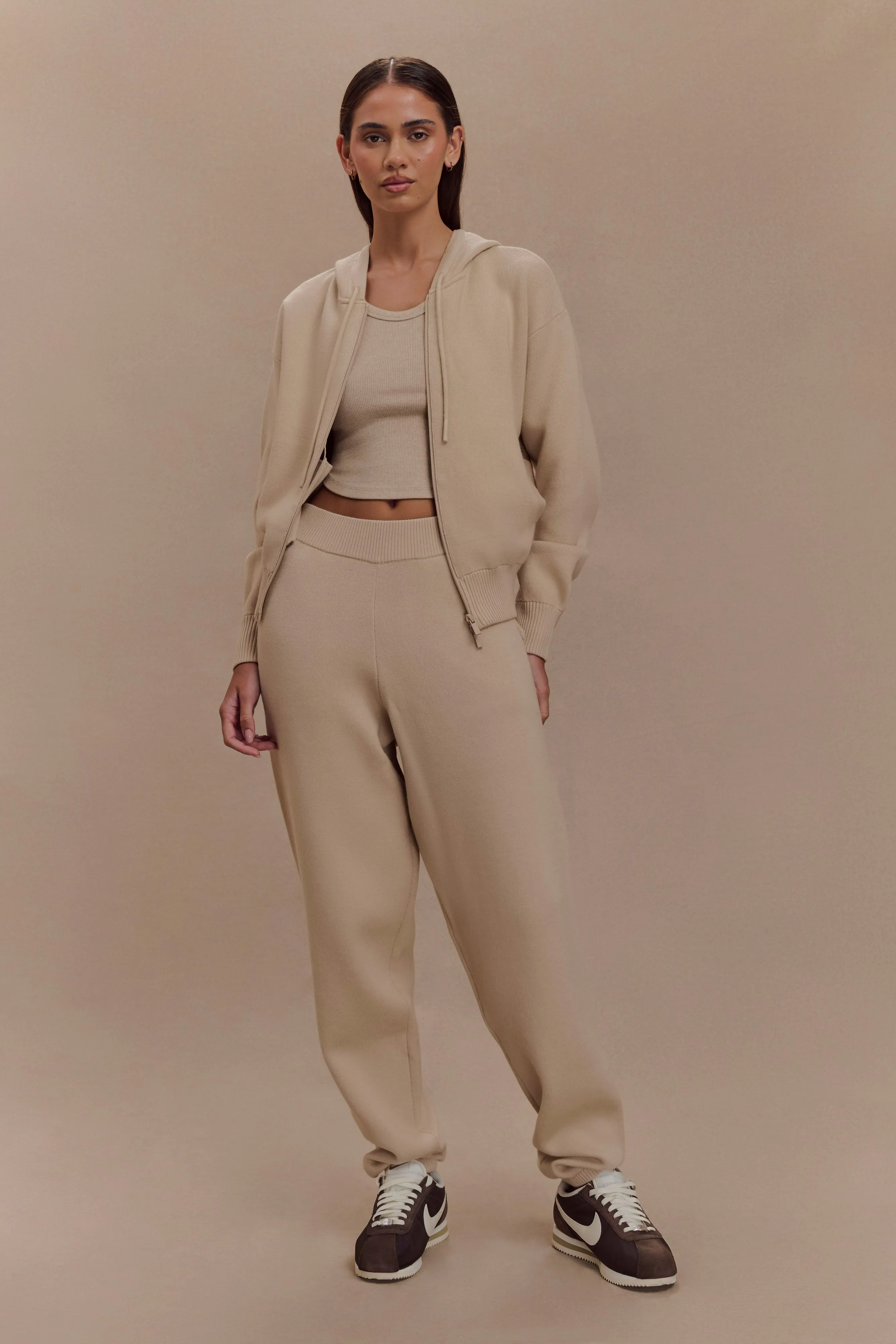 Sami Zip Front Knit Hoodie - Camel sold by Meshki product image thumbnail 5