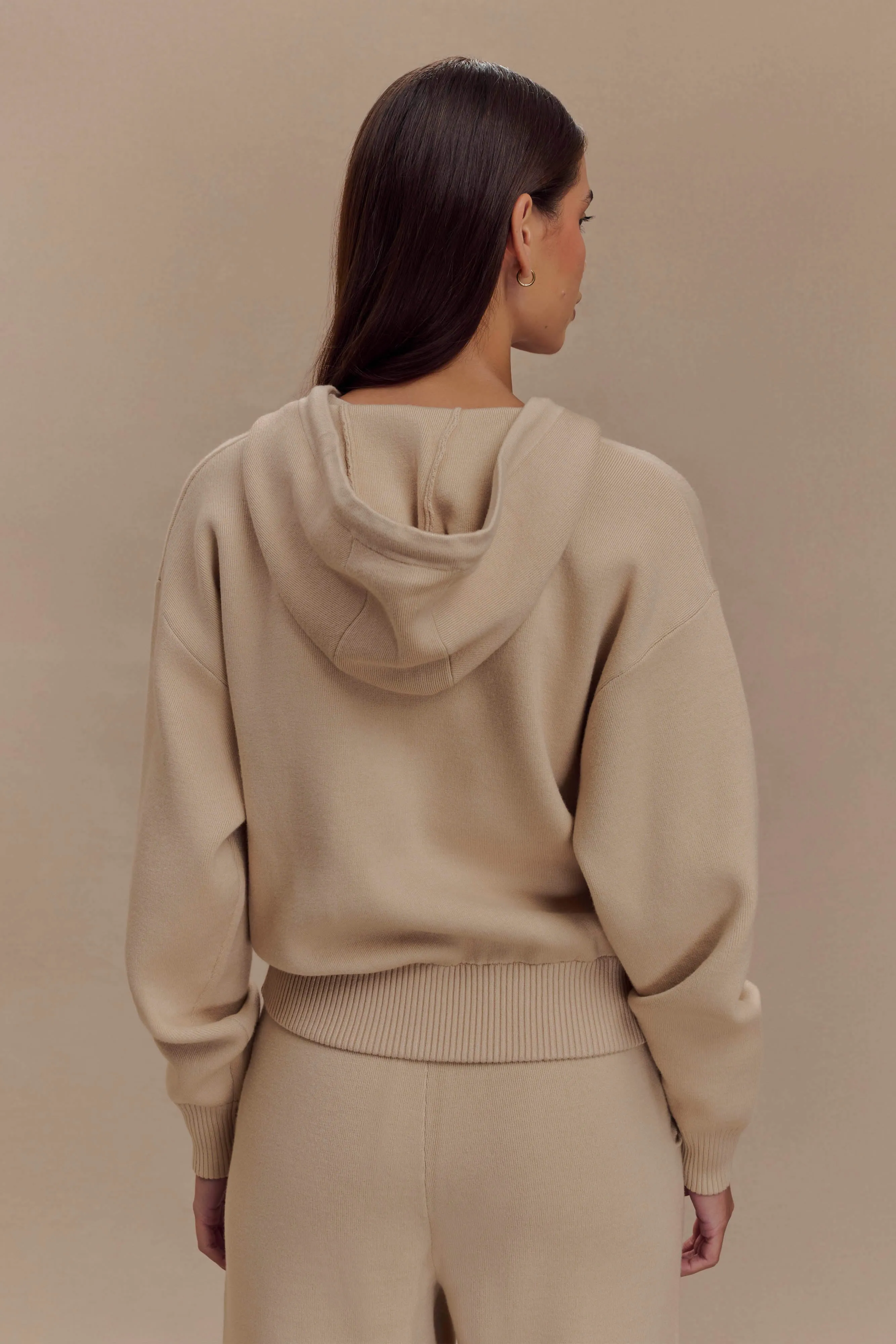 Sami Zip Front Knit Hoodie - Camel sold by Meshki product image thumbnail 2