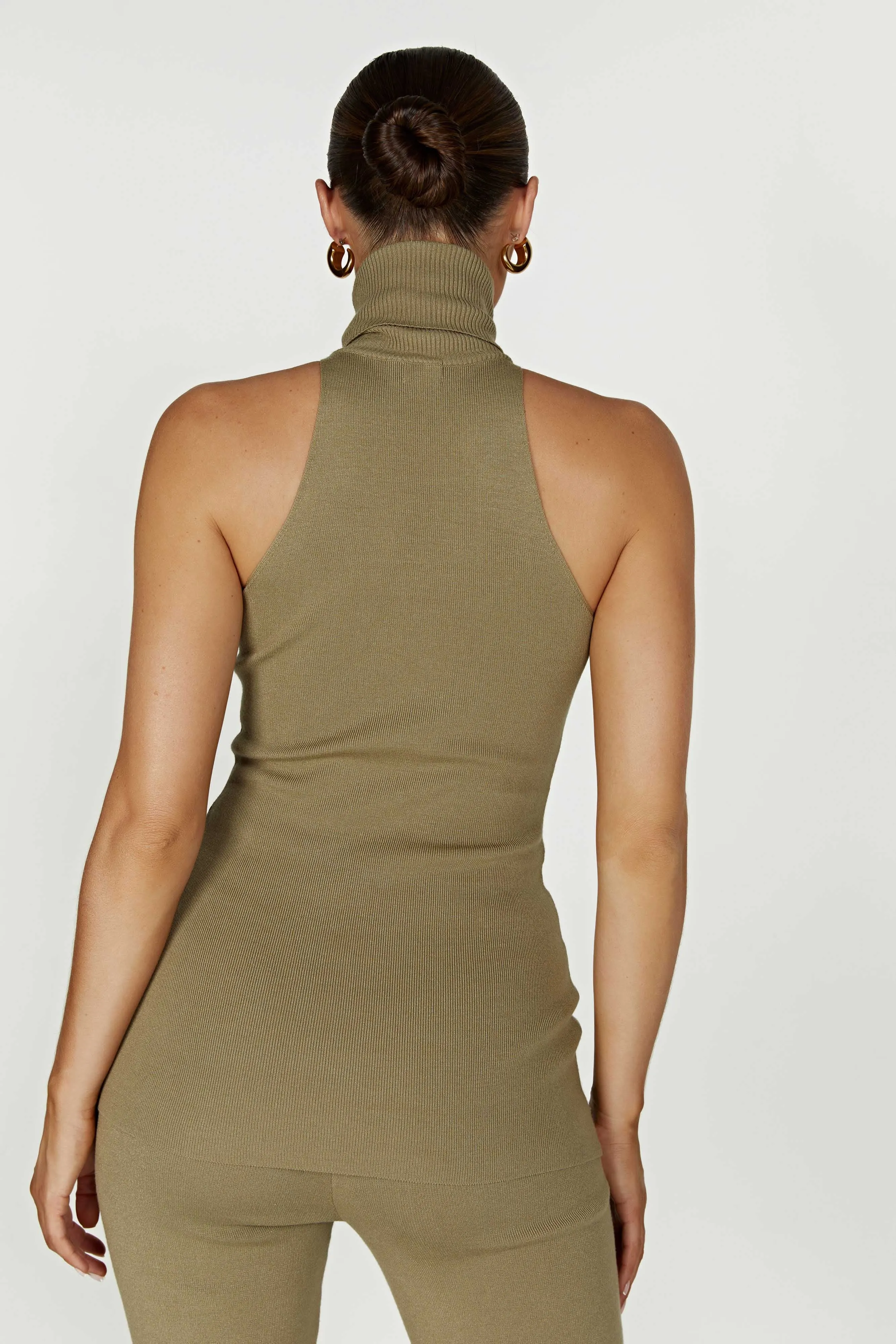 Kelsea Sleeveless Turtleneck Top - Olive sold by Meshki product image thumbnail 3