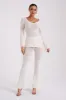 Irma Flared Boucle Pants - Cream sold by Meshki