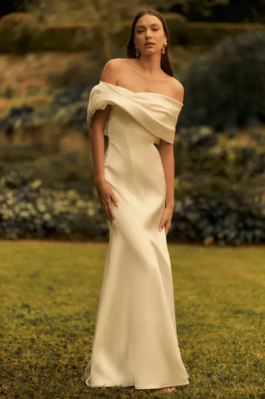Saosire Satin Wedding Gown - White sold by Meshki