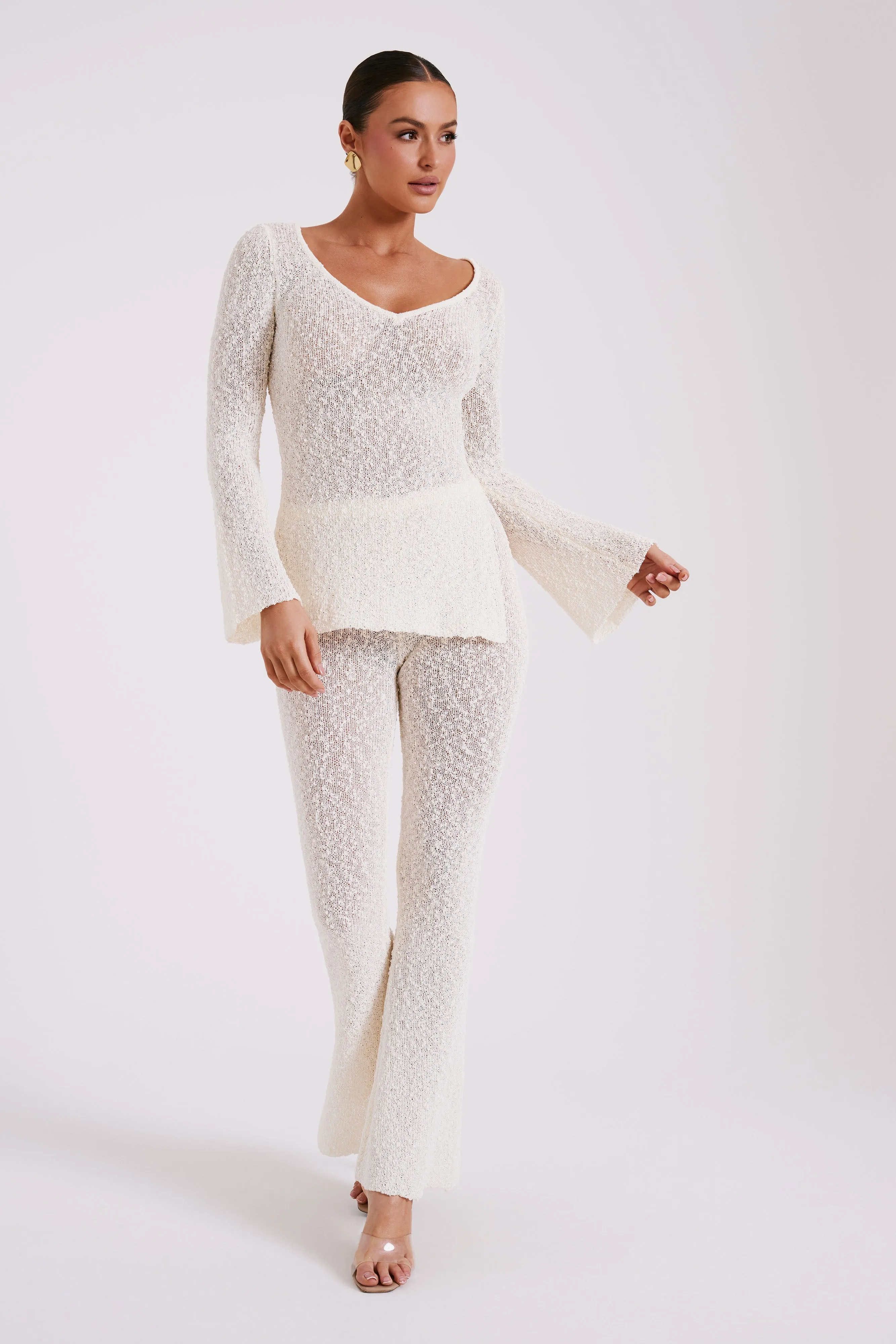 Irma Flared Boucle Pants - Cream sold by Meshki product image thumbnail 5