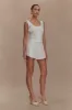 Ines Sleeveless Ruched Top - White sold by Meshki