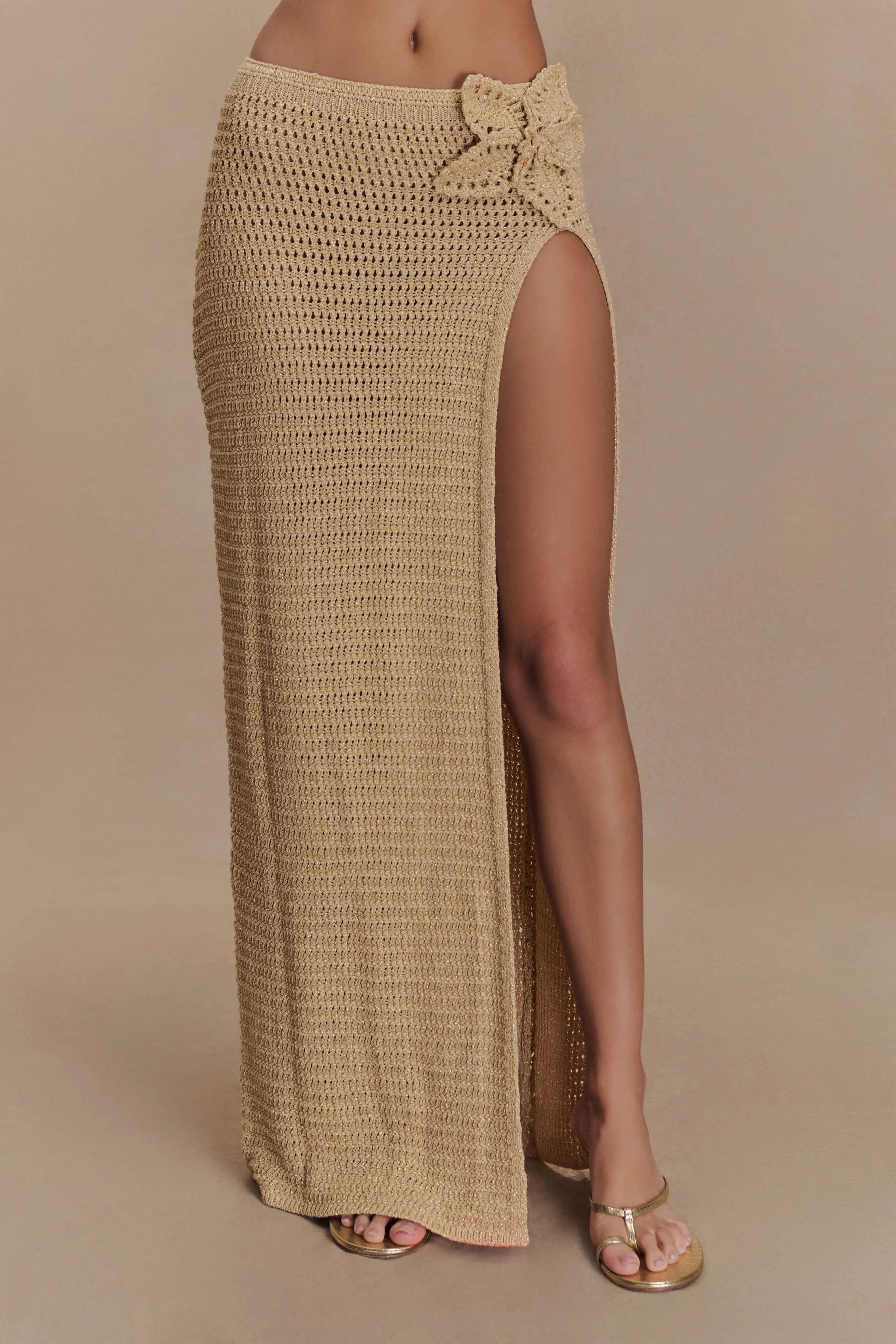 Abigail Floral Crochet Maxi Skirt - Gold sold by Meshki product image thumbnail 4