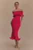 Molly Off Shoulder Knit Midi Dress - Raspberry sold by Meshki