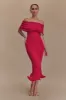 Molly Off Shoulder Knit Midi Dress - Raspberry sold by Meshki