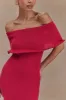 Molly Off Shoulder Knit Midi Dress - Raspberry sold by Meshki