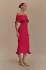 Molly Off Shoulder Knit Midi Dress - Raspberry sold by Meshki