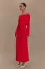 Alonza Long Sleeve Knit Midi Dress - Red sold by Meshki