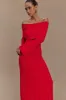 Alonza Long Sleeve Knit Midi Dress - Red sold by Meshki