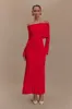 Alonza Long Sleeve Knit Midi Dress - Red sold by Meshki
