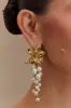 Eva Floral Fresh Water Pearl Earrings - Gold sold by Meshki