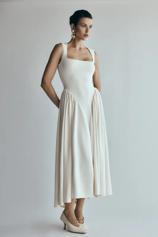 Sharon Scuba Jersey Midi Dress - Ivory sold by Meshki