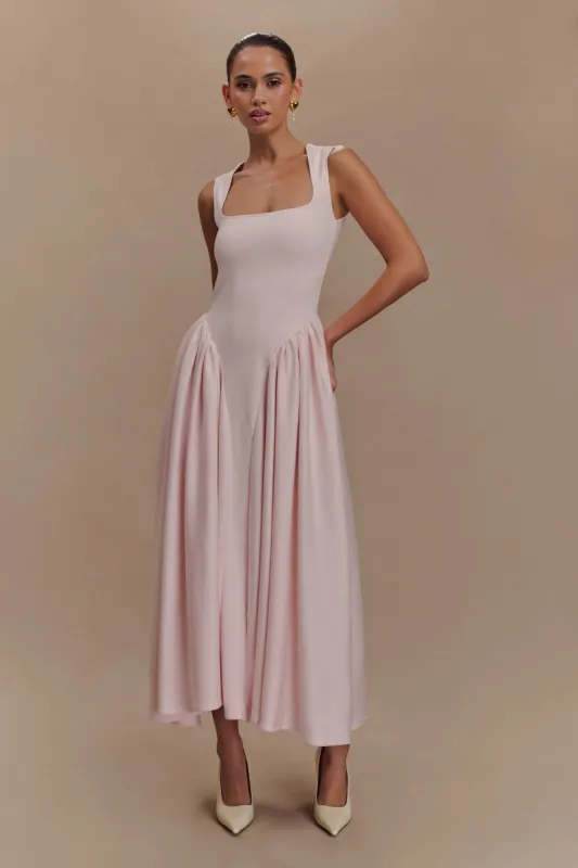 Sharon Scuba Jersey Midi Dress - Ballet Pink sold by Meshki