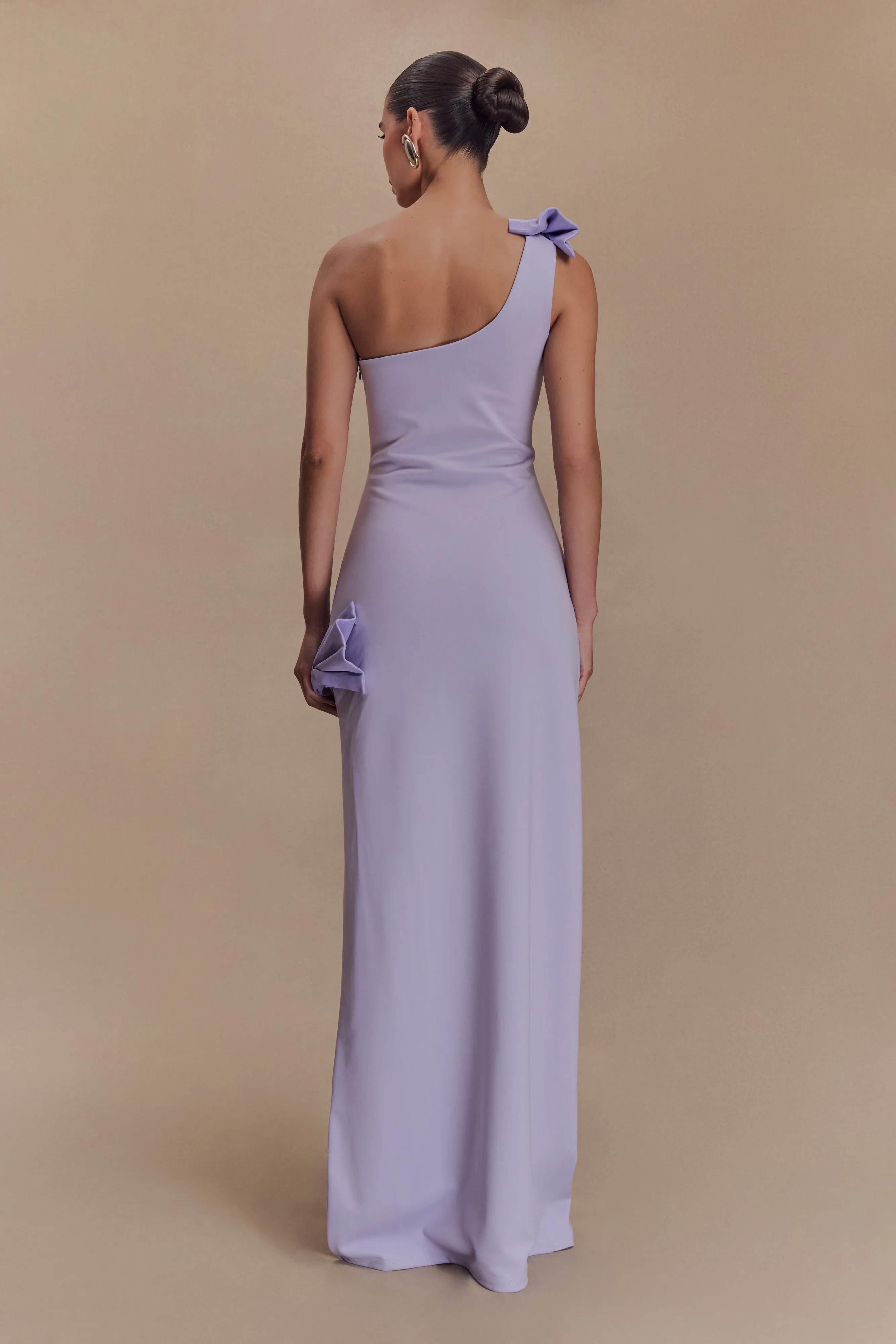 Hallie One Shoulder Bow Maxi Dress - Lilac sold by Meshki product image thumbnail 2