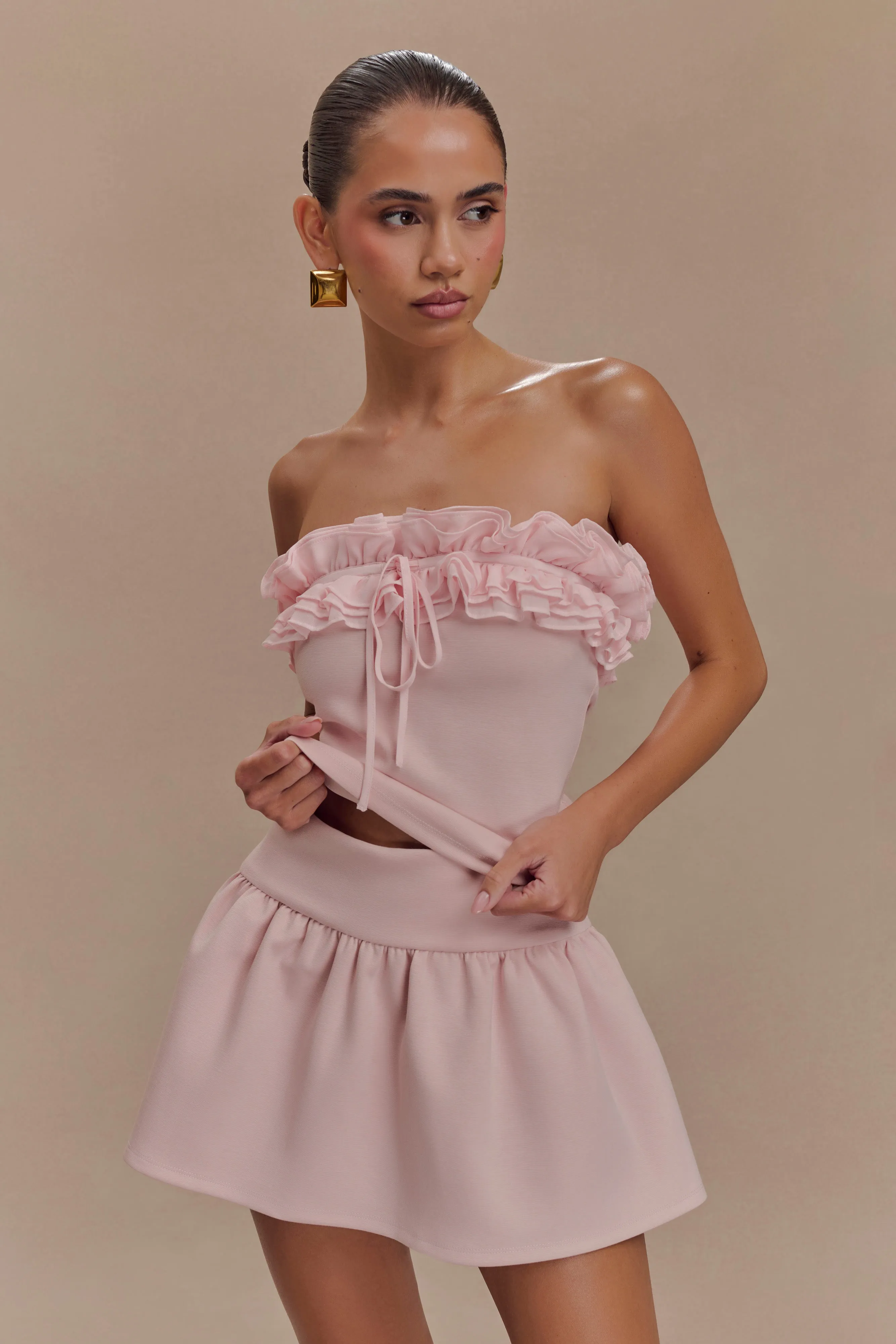 Jennie Frill Mini Skort - Ballet Pink sold by Meshki product image thumbnail 3