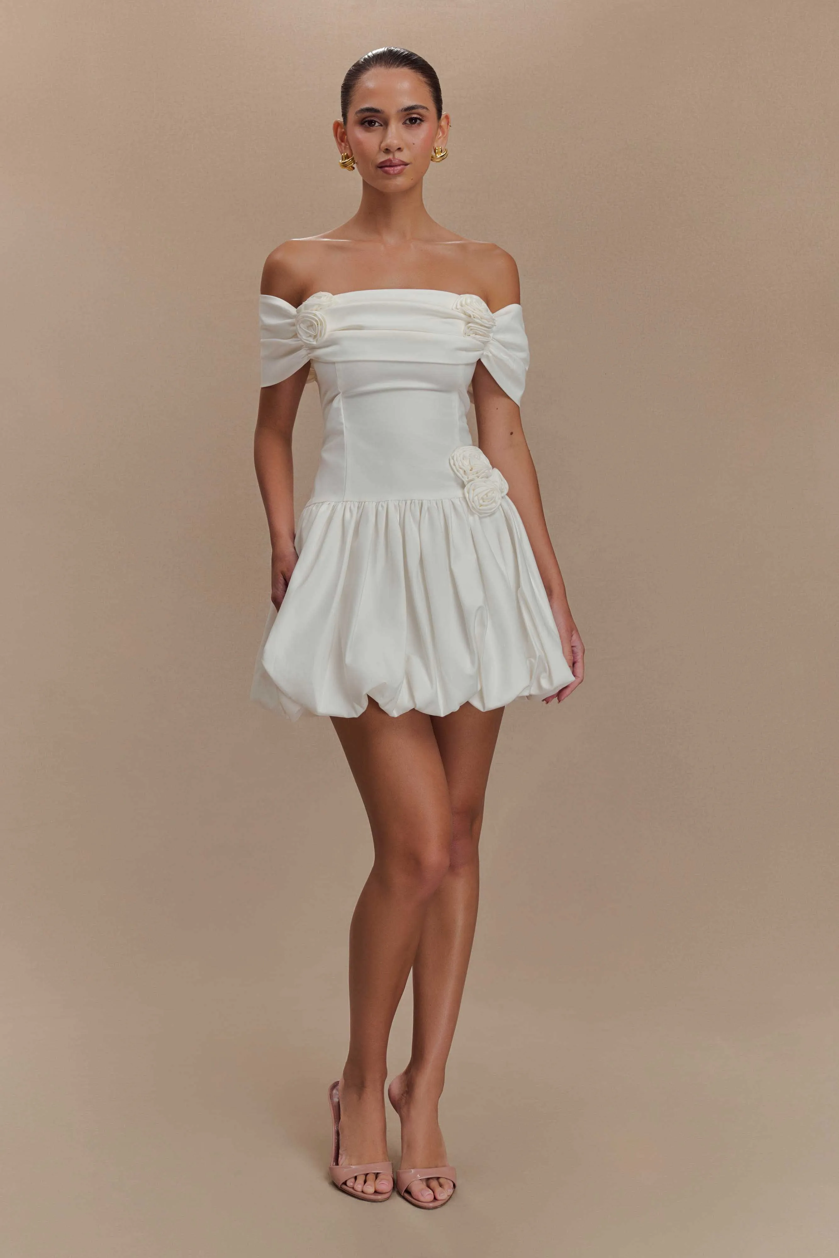 Giovanna Off Shoulder Mini Dress - White sold by Meshki product image thumbnail 5