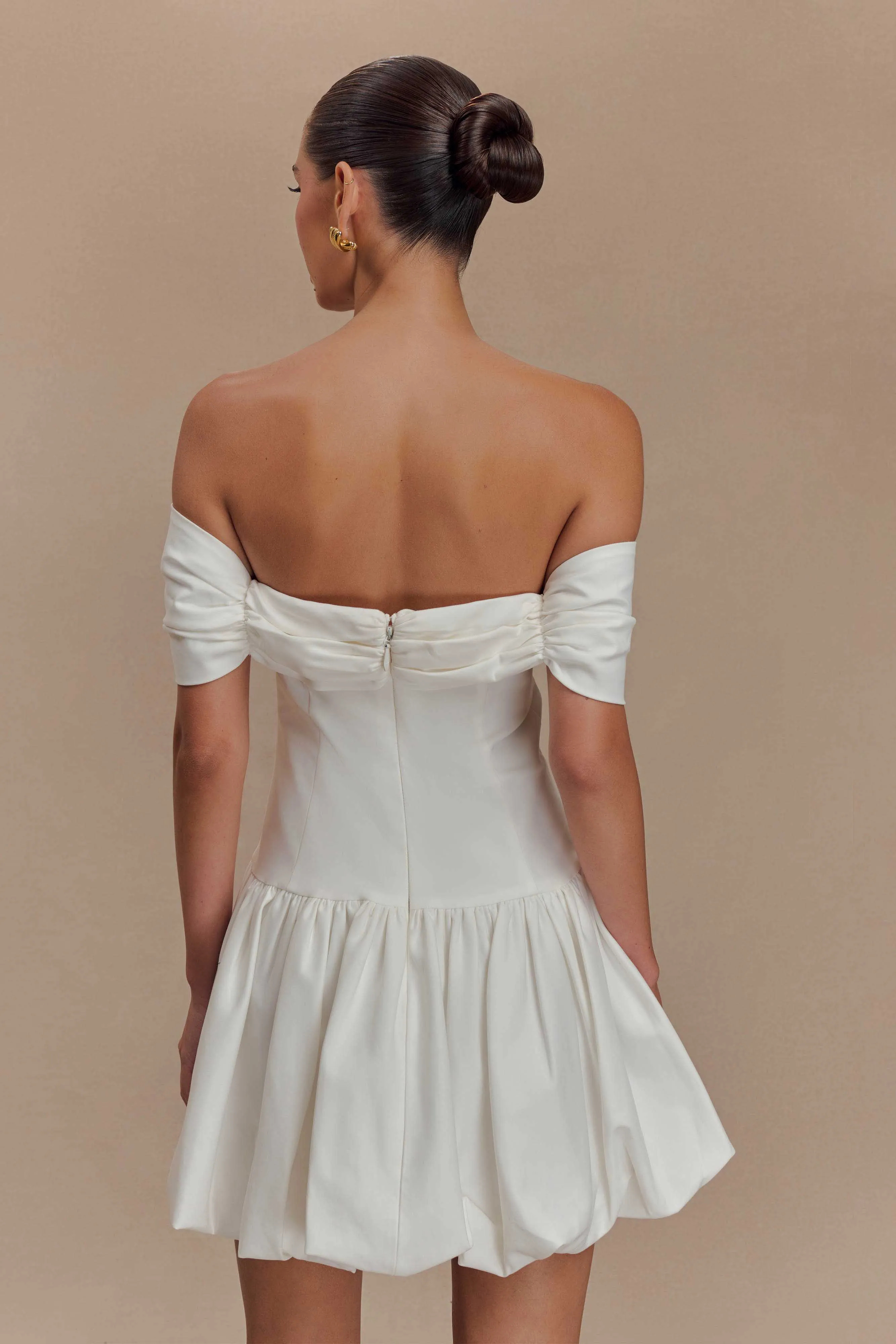Giovanna Off Shoulder Mini Dress - White sold by Meshki product image thumbnail 2