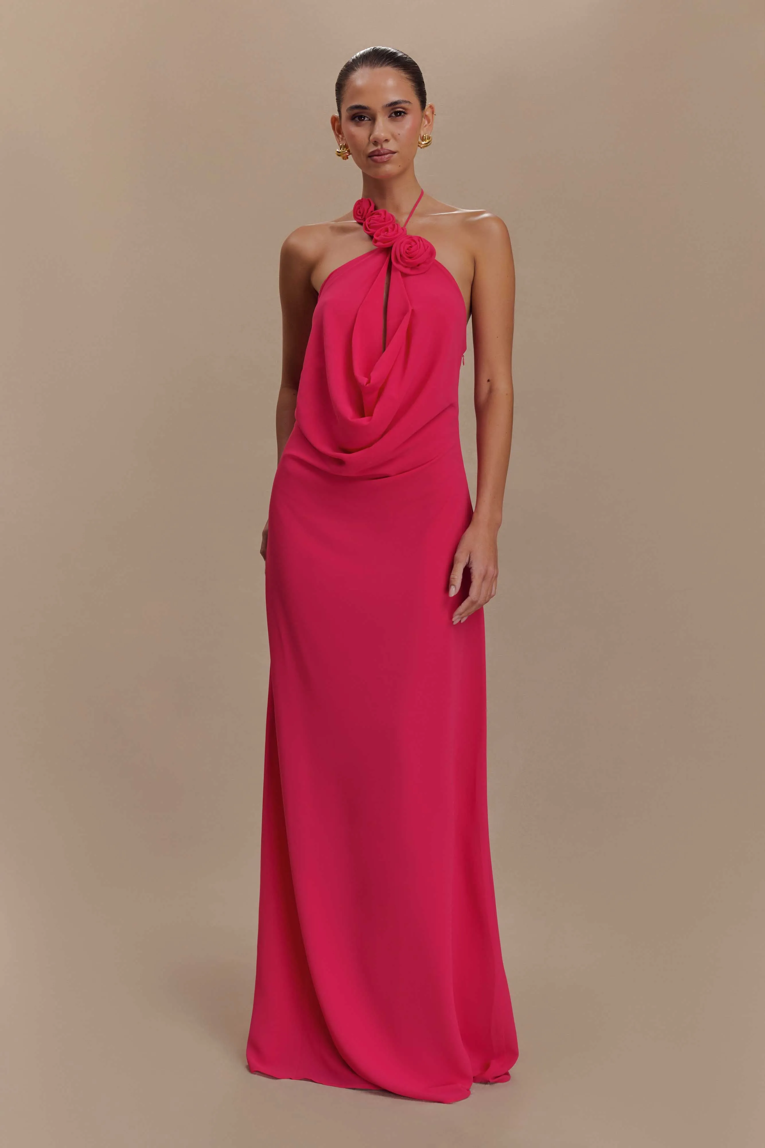 Rosalia Cowl Neck Maxi Dress - Raspberry sold by Meshki product image thumbnail 5