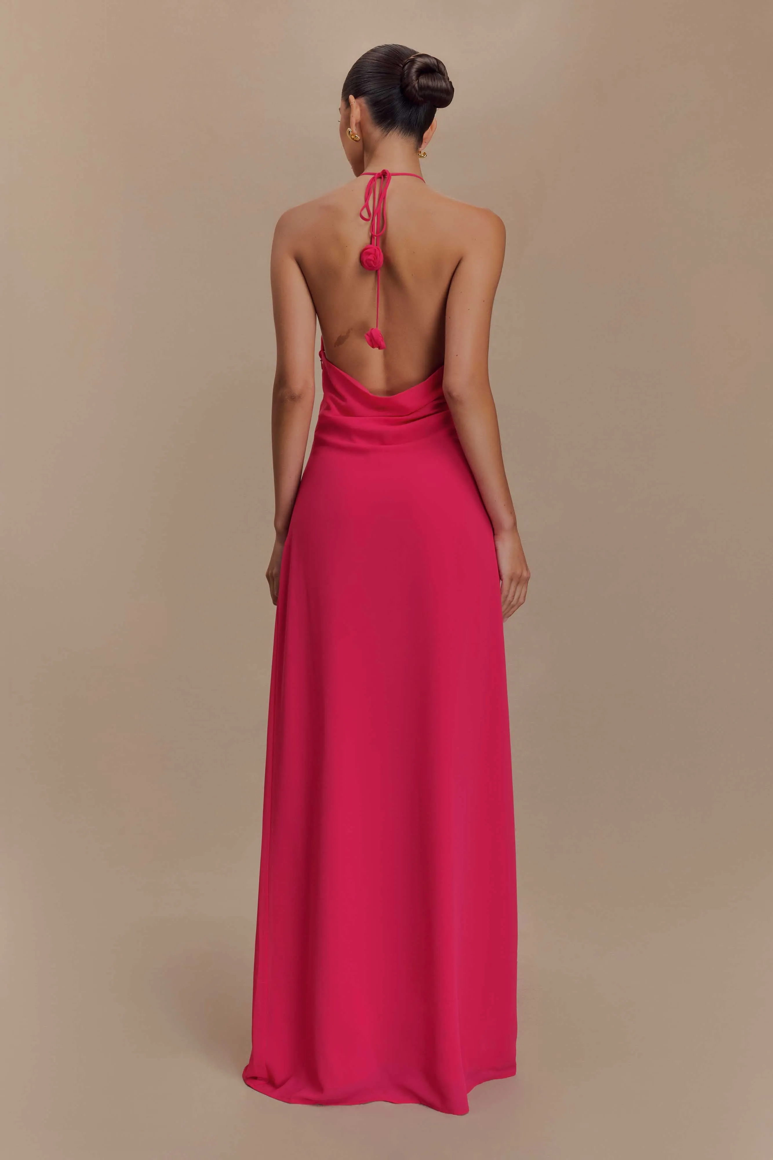 Rosalia Cowl Neck Maxi Dress - Raspberry sold by Meshki product image thumbnail 2