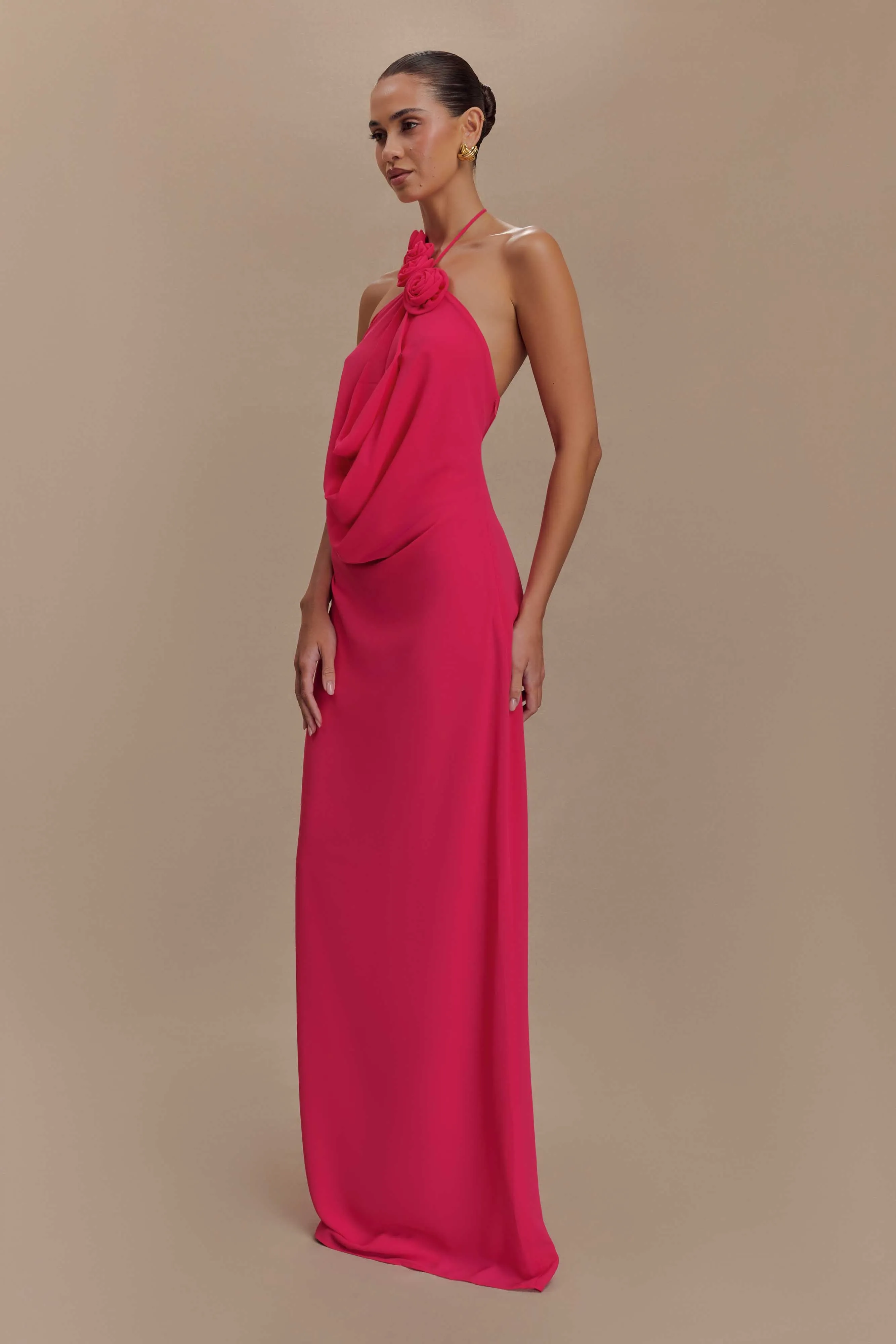 Rosalia Cowl Neck Maxi Dress - Raspberry sold by Meshki product image thumbnail 4