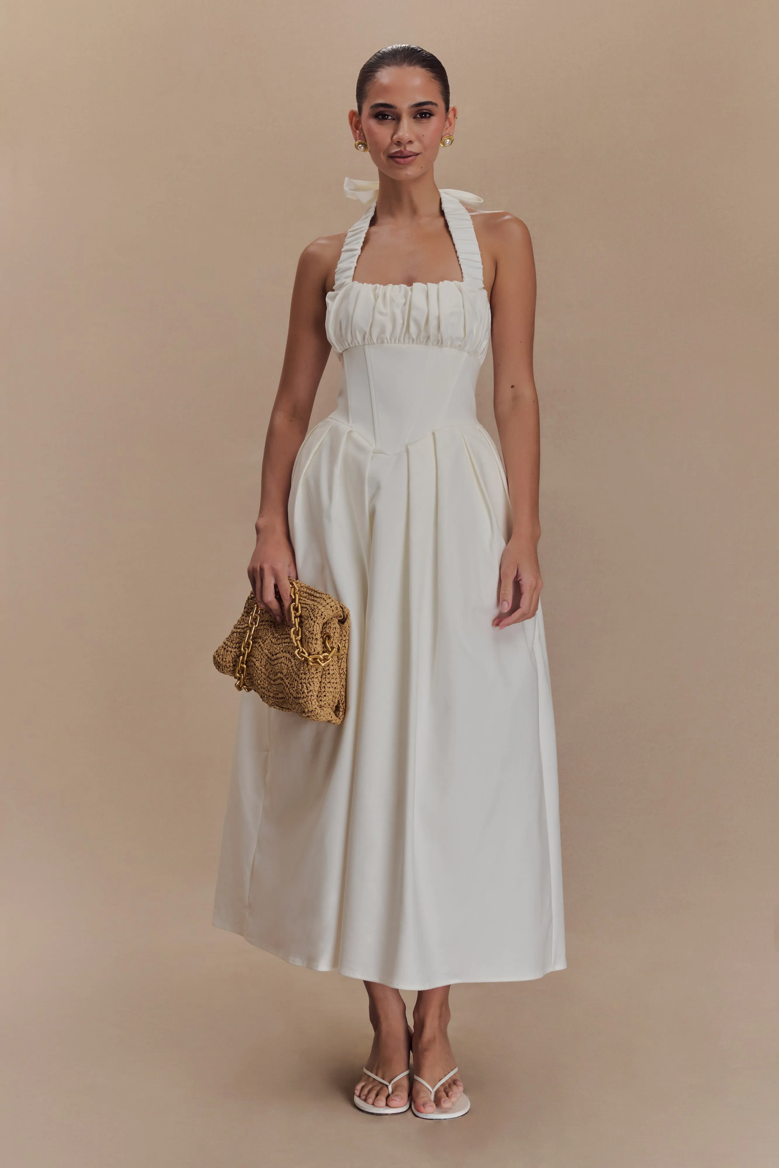 Candy Halter Midi Dress - White sold by Meshki product image thumbnail 5