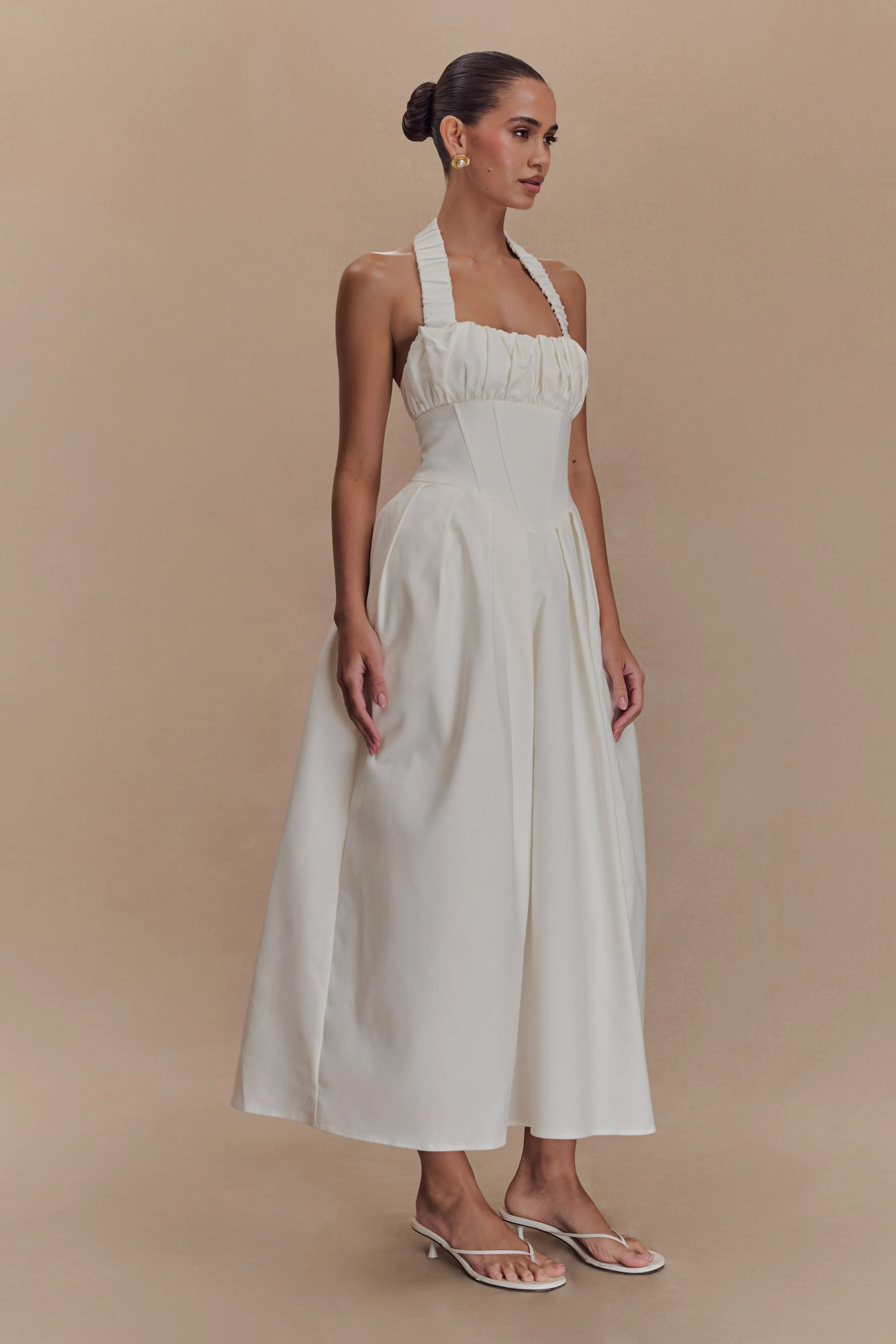 Candy Halter Midi Dress - White sold by Meshki product image thumbnail 3