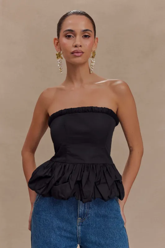 Cora Ruched Strapless Top - Black sold by Meshki
