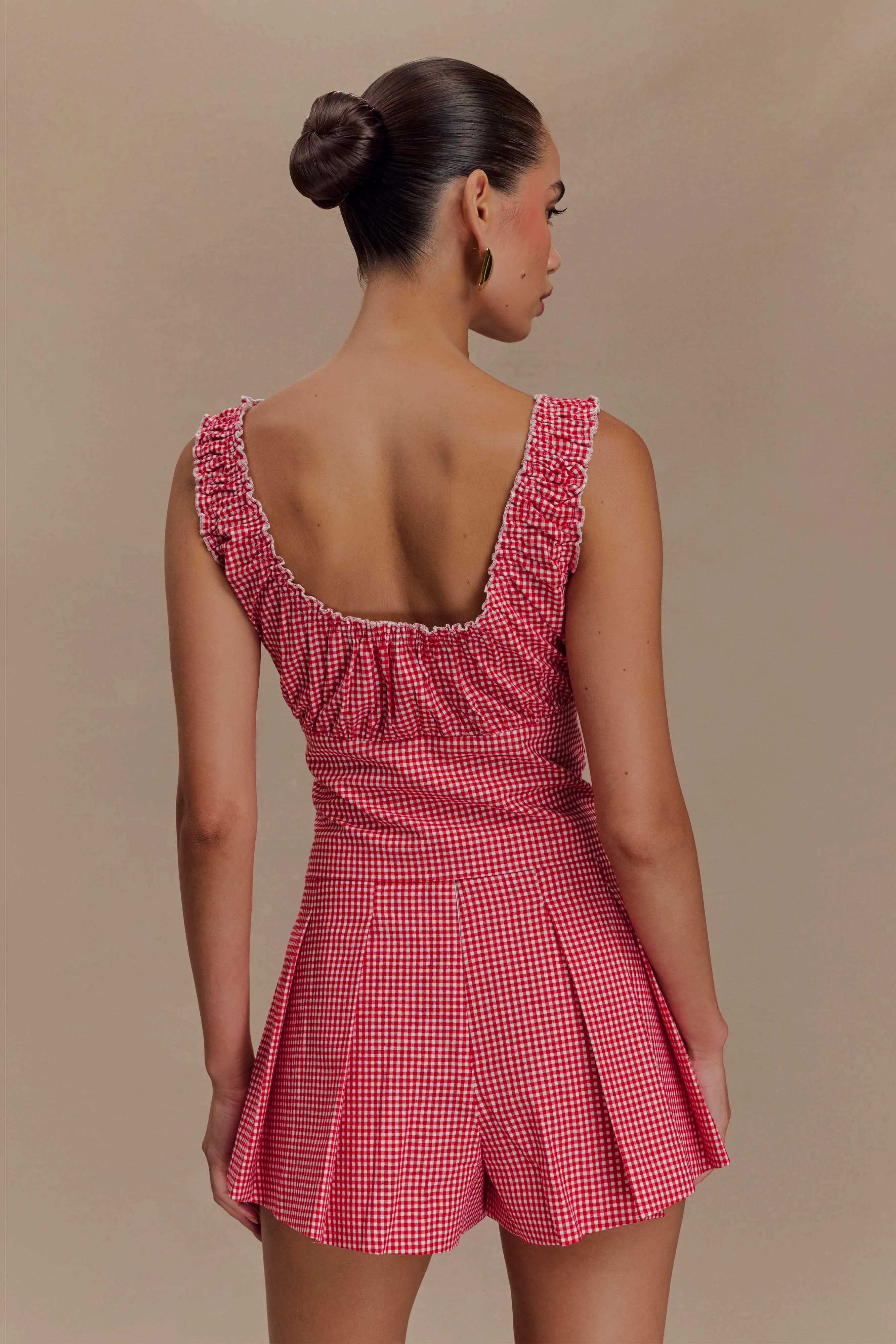 Ines Sleeveless Ruched Top - Red Gingham sold by Meshki product image thumbnail 2
