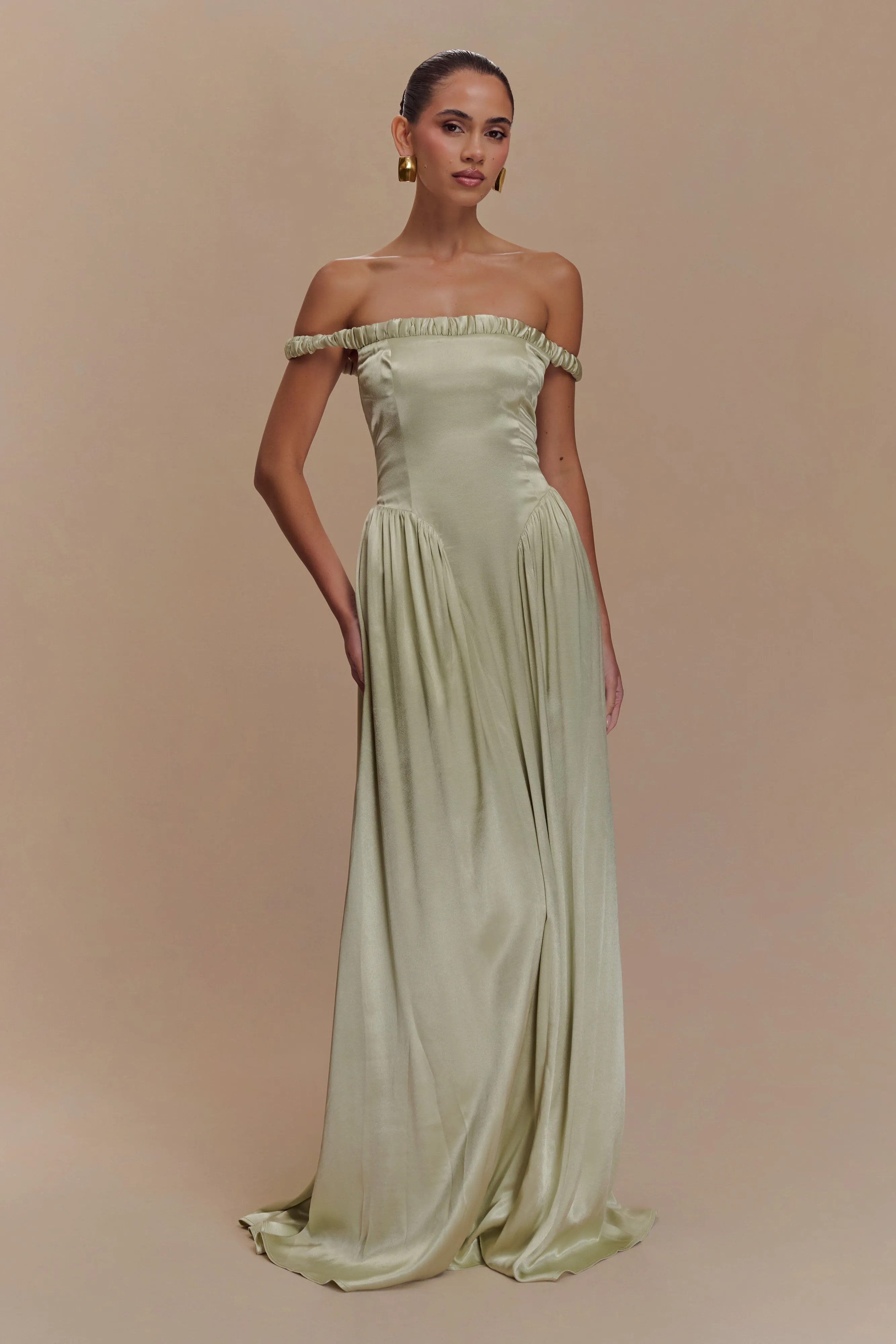 Coco Dropped Waist Maxi Dress - Sage sold by Meshki product image thumbnail 4