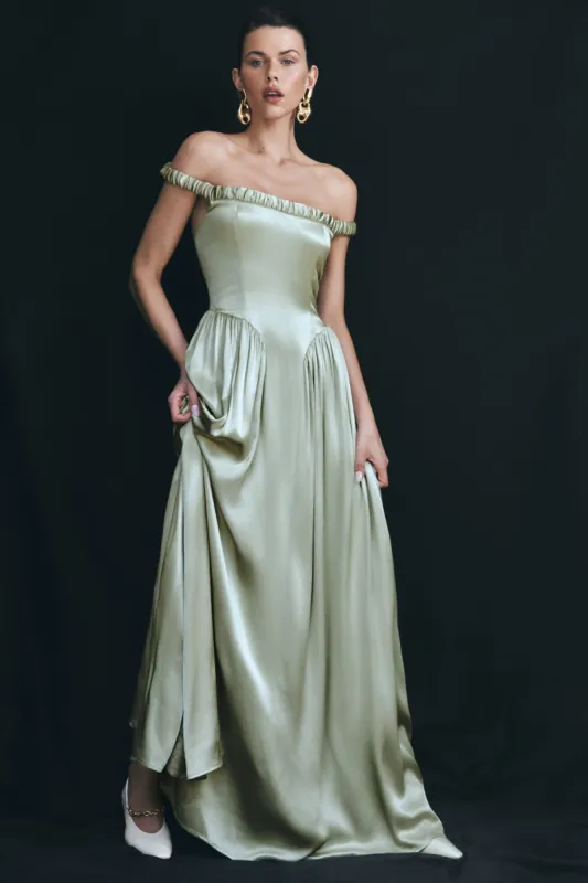 Coco Dropped Waist Maxi Dress - Sage sold by Meshki