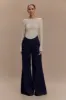 Jen Wide Leg Flare Denim Jeans - Indigo Blue sold by Meshki