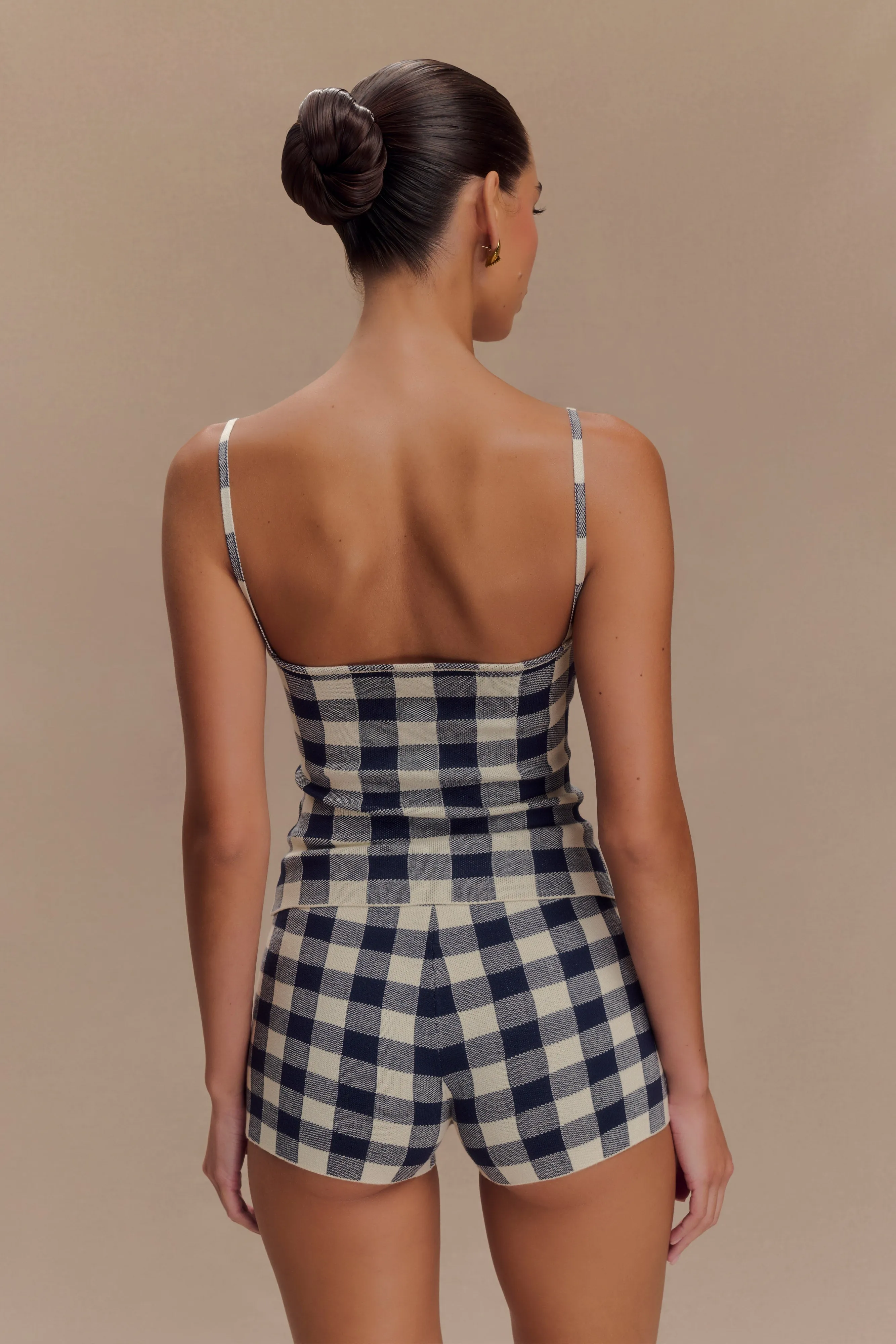 Marcie Sleeveless Knit Top - Navy Gingham sold by Meshki product image thumbnail 2