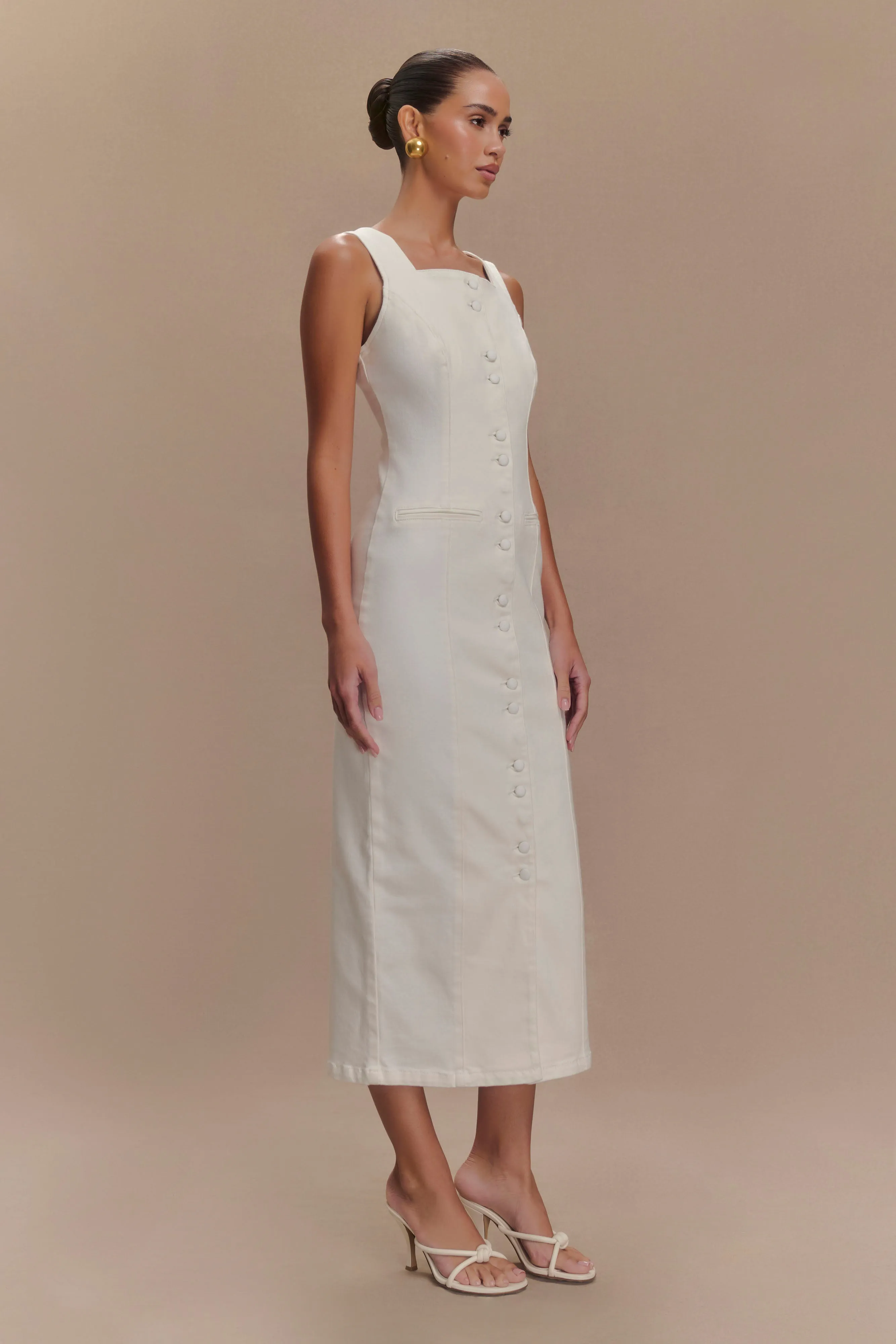 Reyna Denim Midi Dress - White sold by Meshki product image thumbnail 4