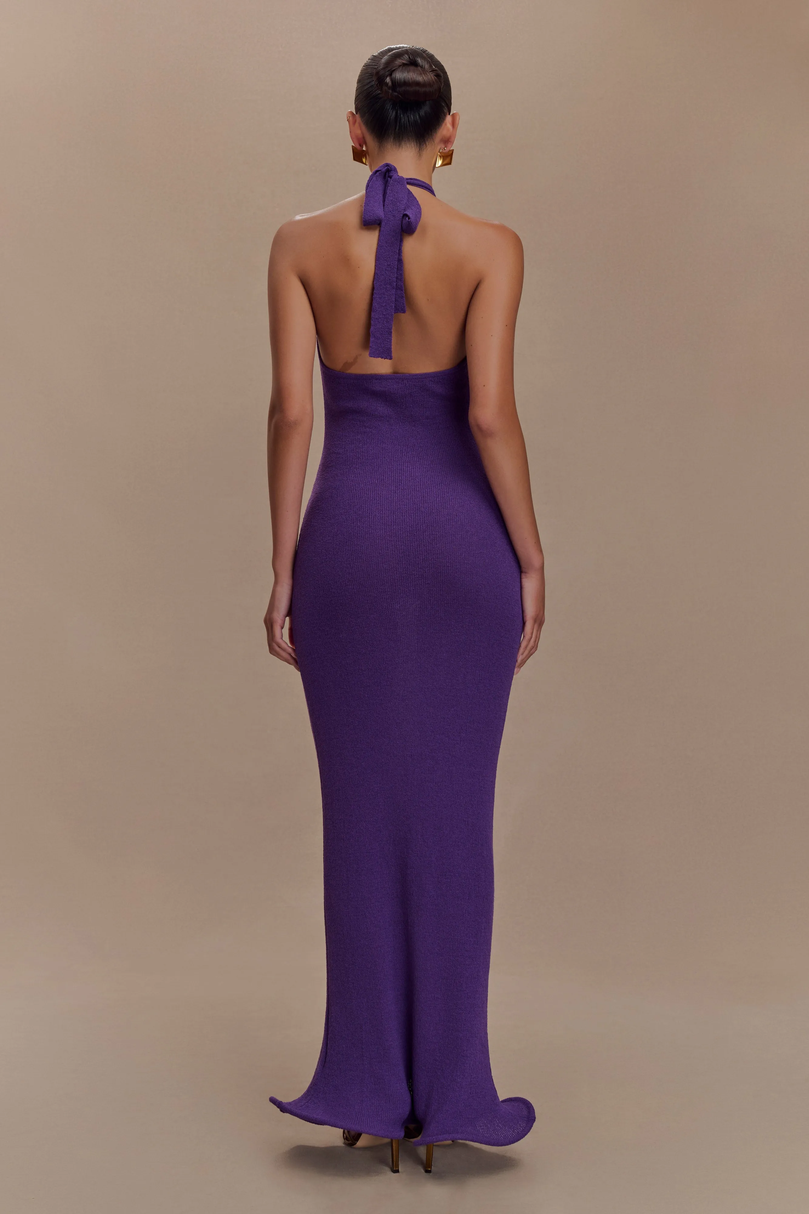 Melodie Halter Knit Maxi Dress - Purple sold by Meshki product image thumbnail 2
