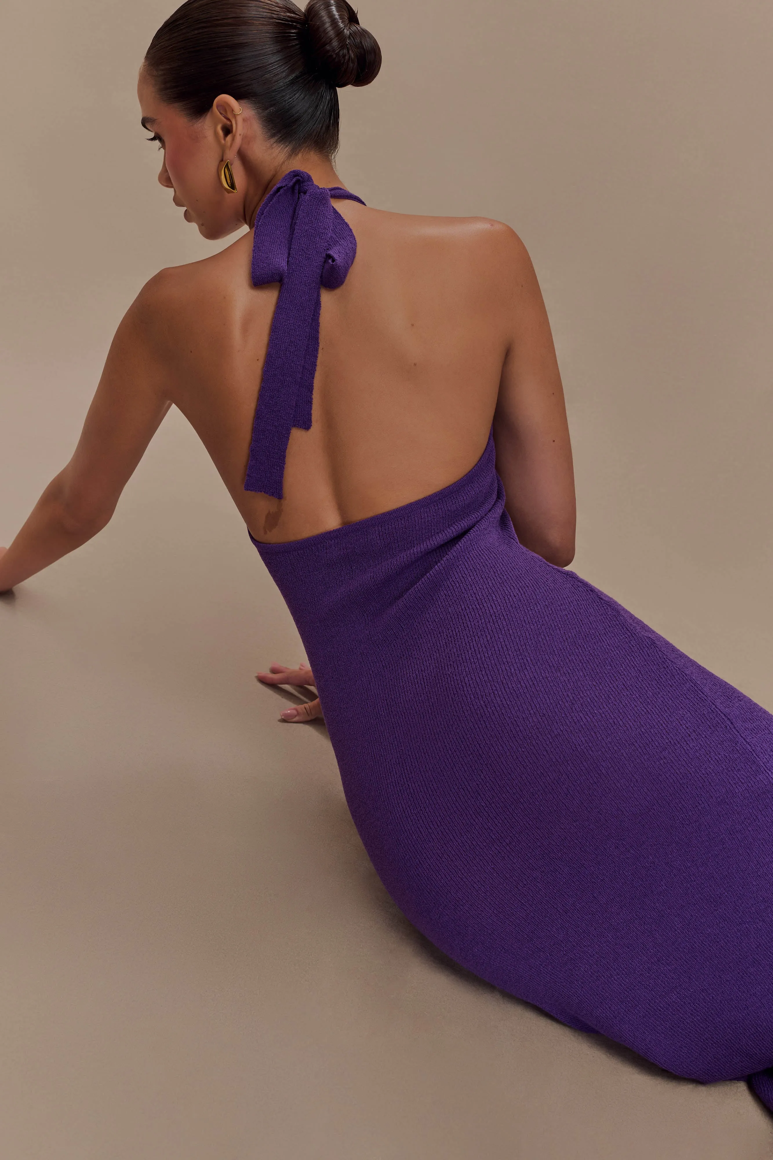 Melodie Halter Knit Maxi Dress - Purple sold by Meshki product image thumbnail 3