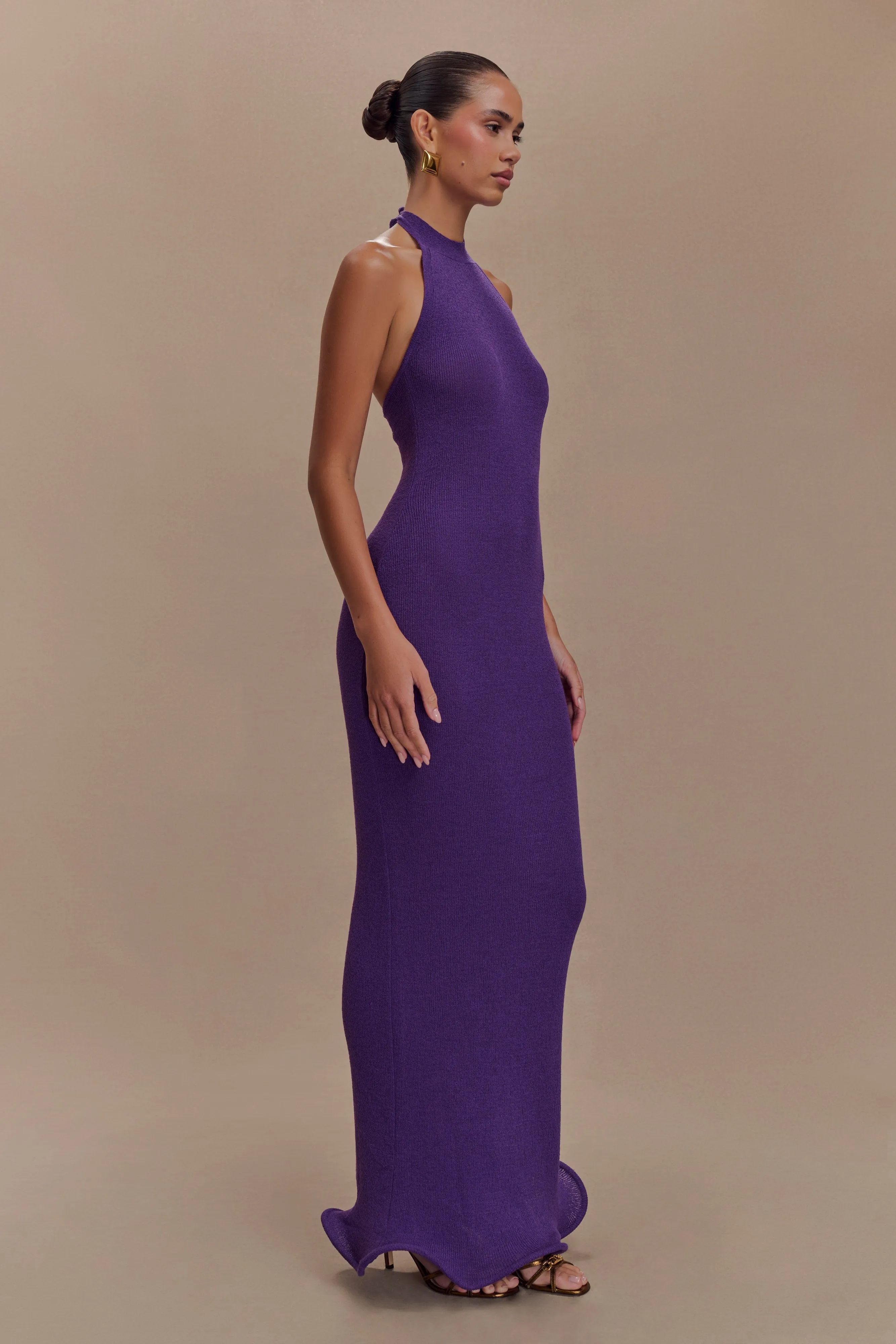 Melodie Halter Knit Maxi Dress - Purple sold by Meshki product image thumbnail 4