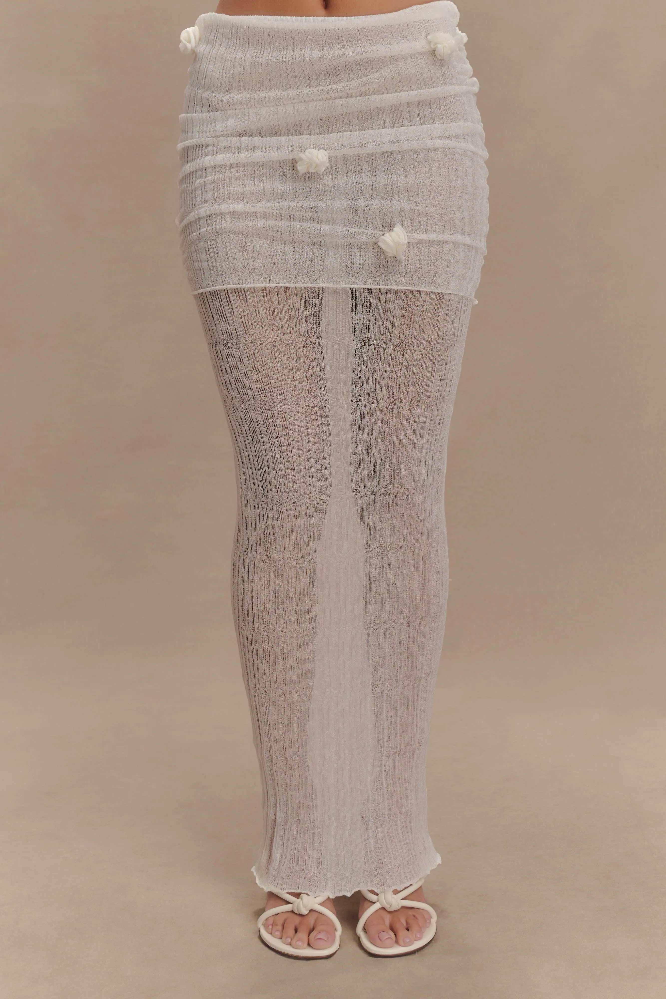 Orianna Orchid Knit Maxi Skirt - Ivory sold by Meshki product image thumbnail 4