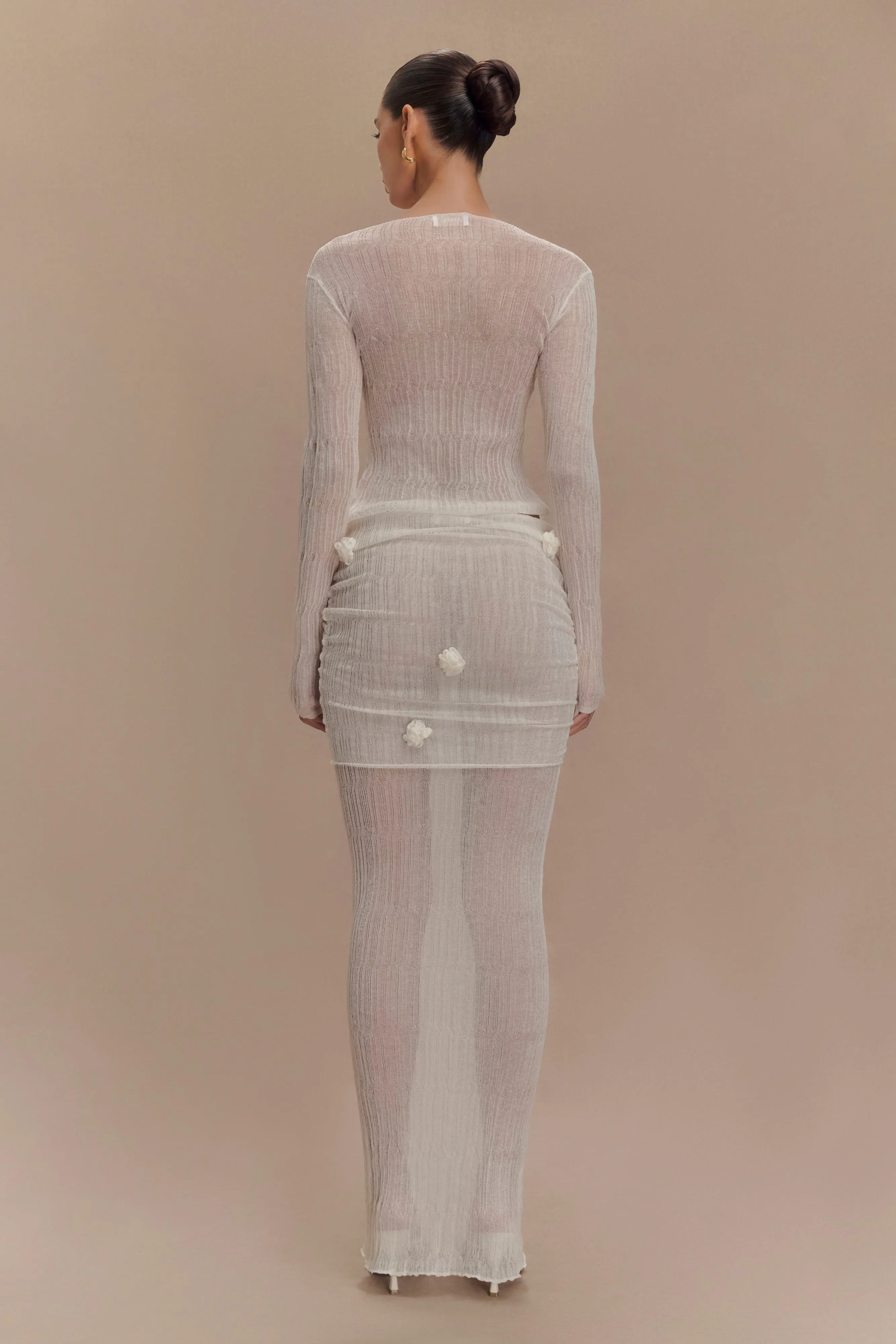 Orianna Orchid Knit Maxi Skirt - Ivory sold by Meshki product image thumbnail 2