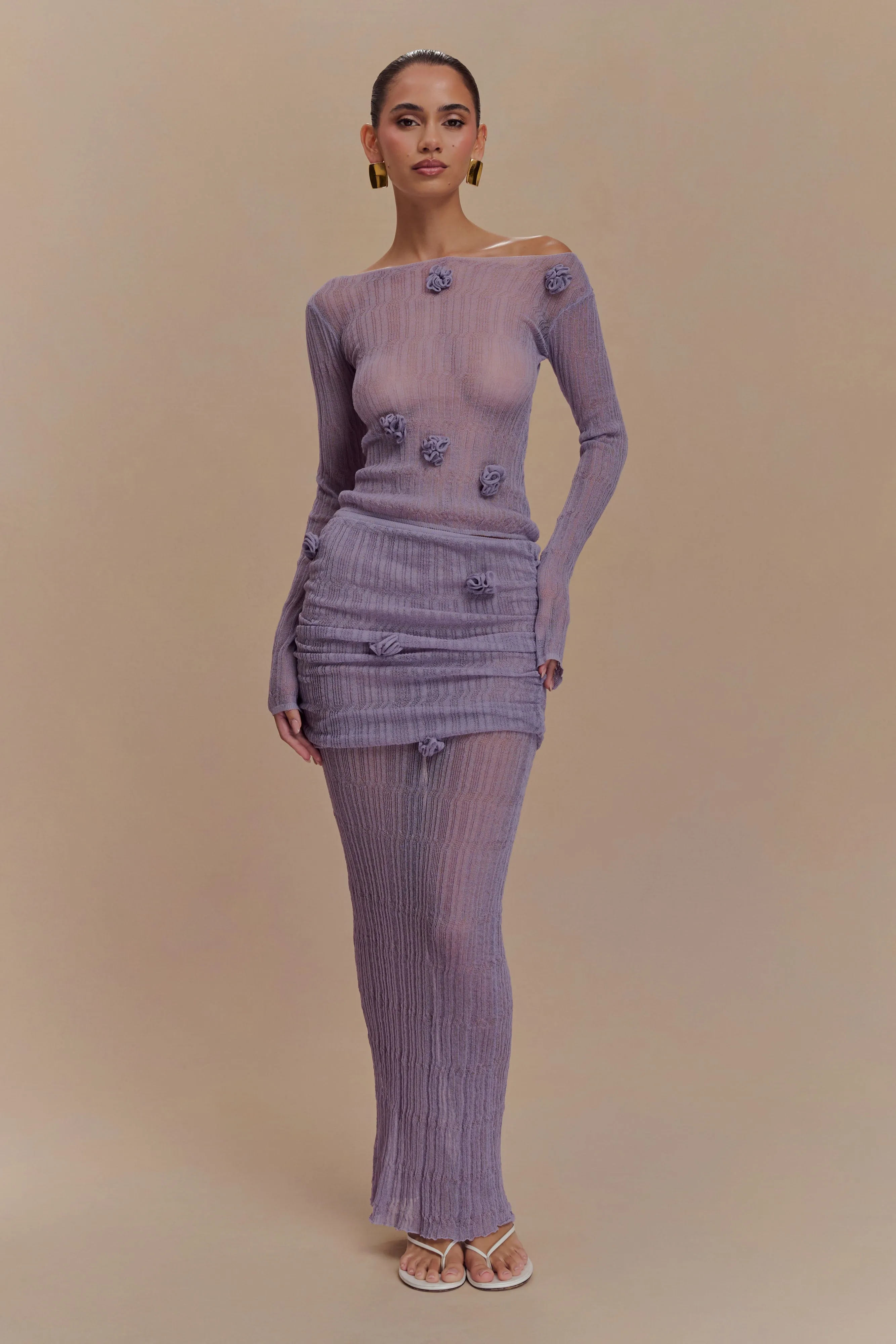 Orianna Orchid Long Sleeve Knit Top - Orchid sold by Meshki product image thumbnail 5