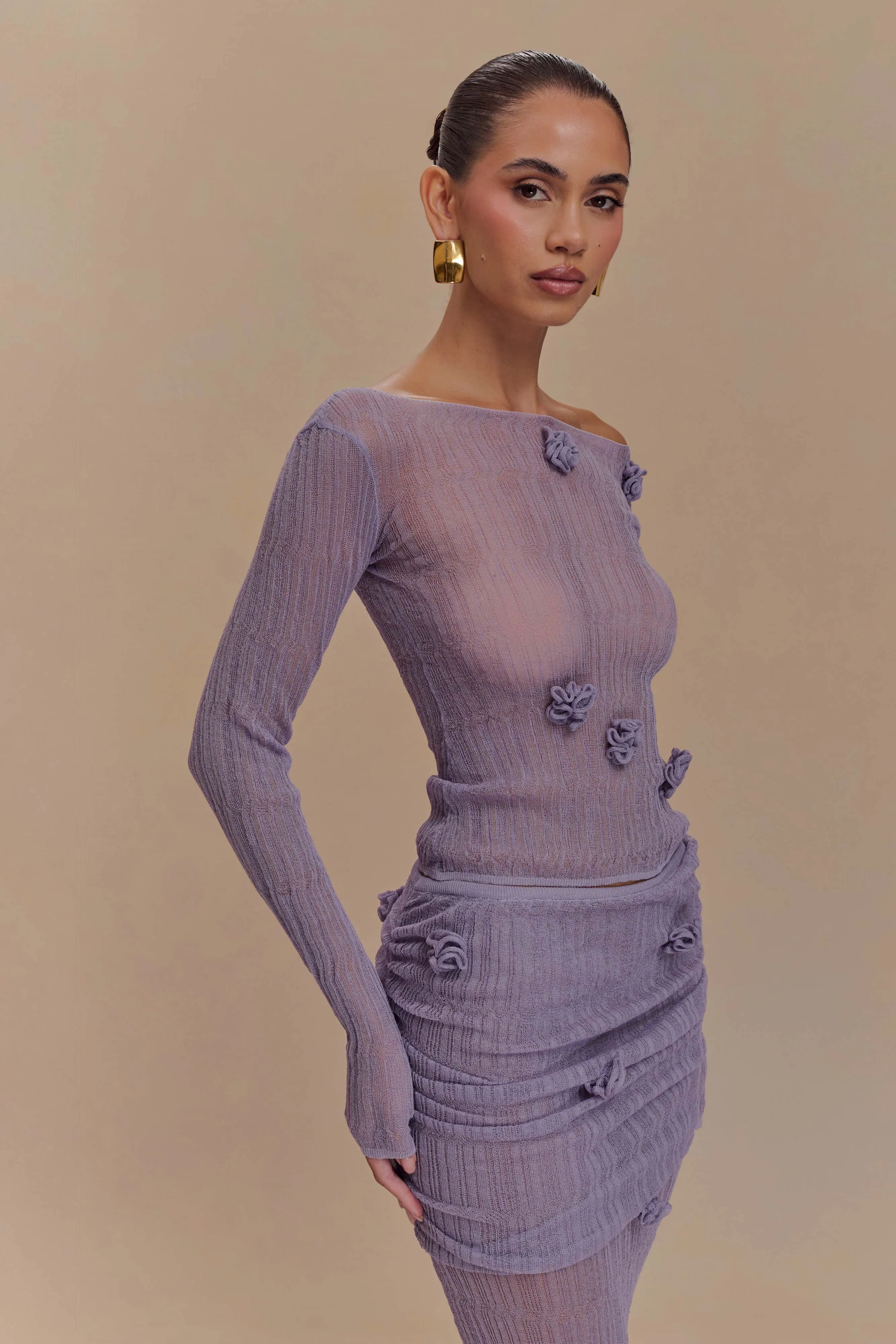 Orianna Orchid Long Sleeve Knit Top - Orchid sold by Meshki product image thumbnail 3