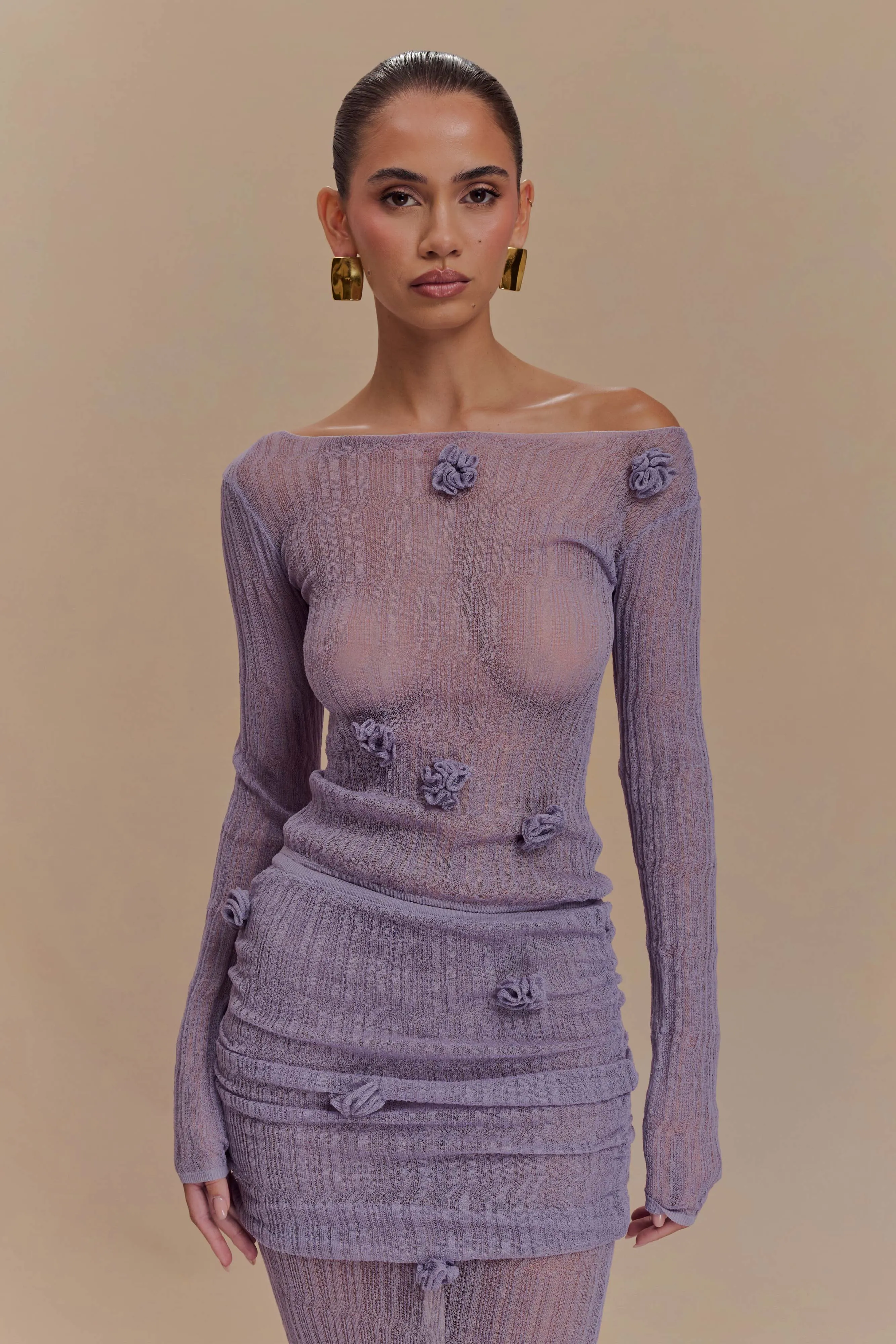 Orianna Orchid Long Sleeve Knit Top - Orchid sold by Meshki