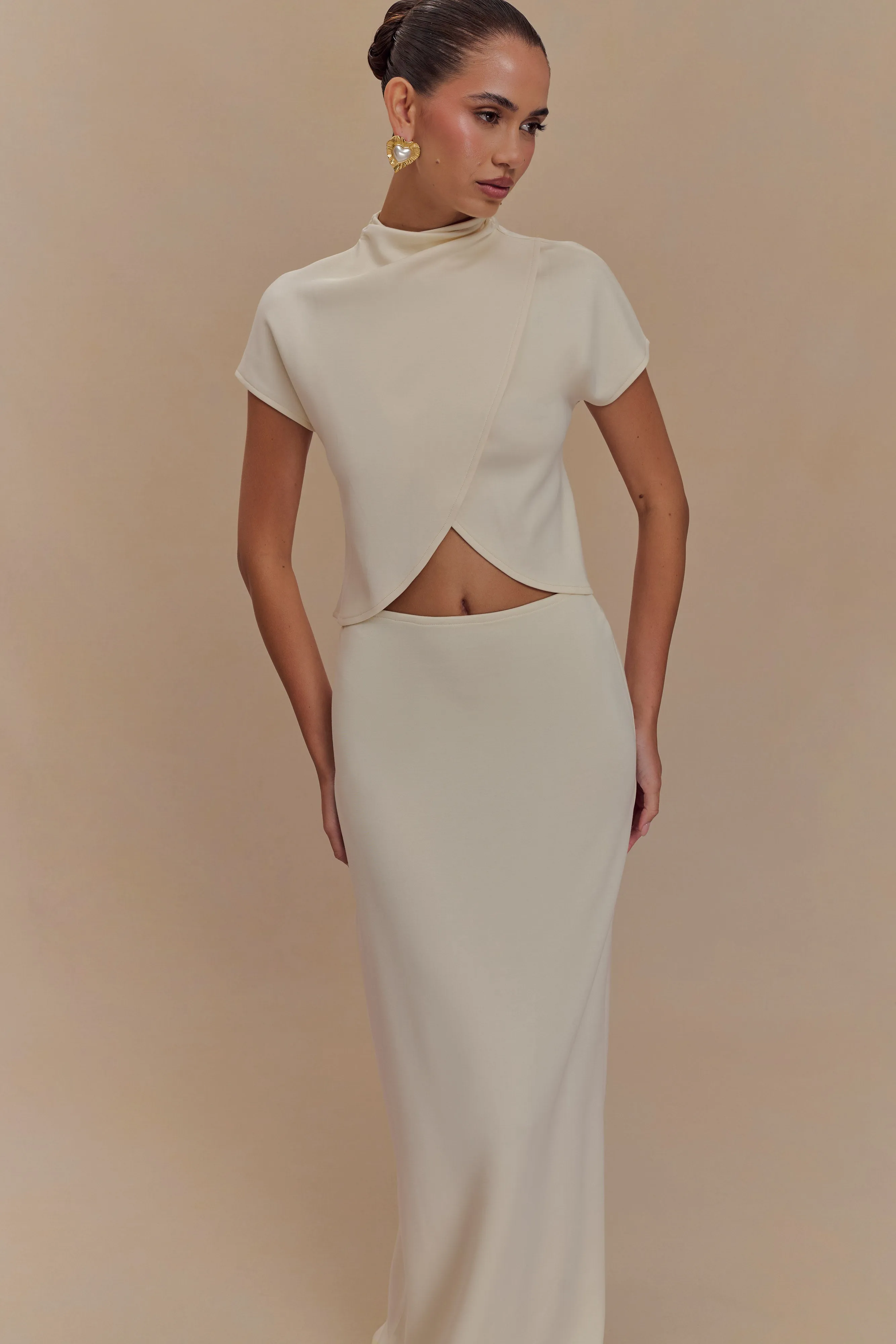 Eris Scuba Jersey Maxi Skirt - Ivory sold by Meshki product image thumbnail 3