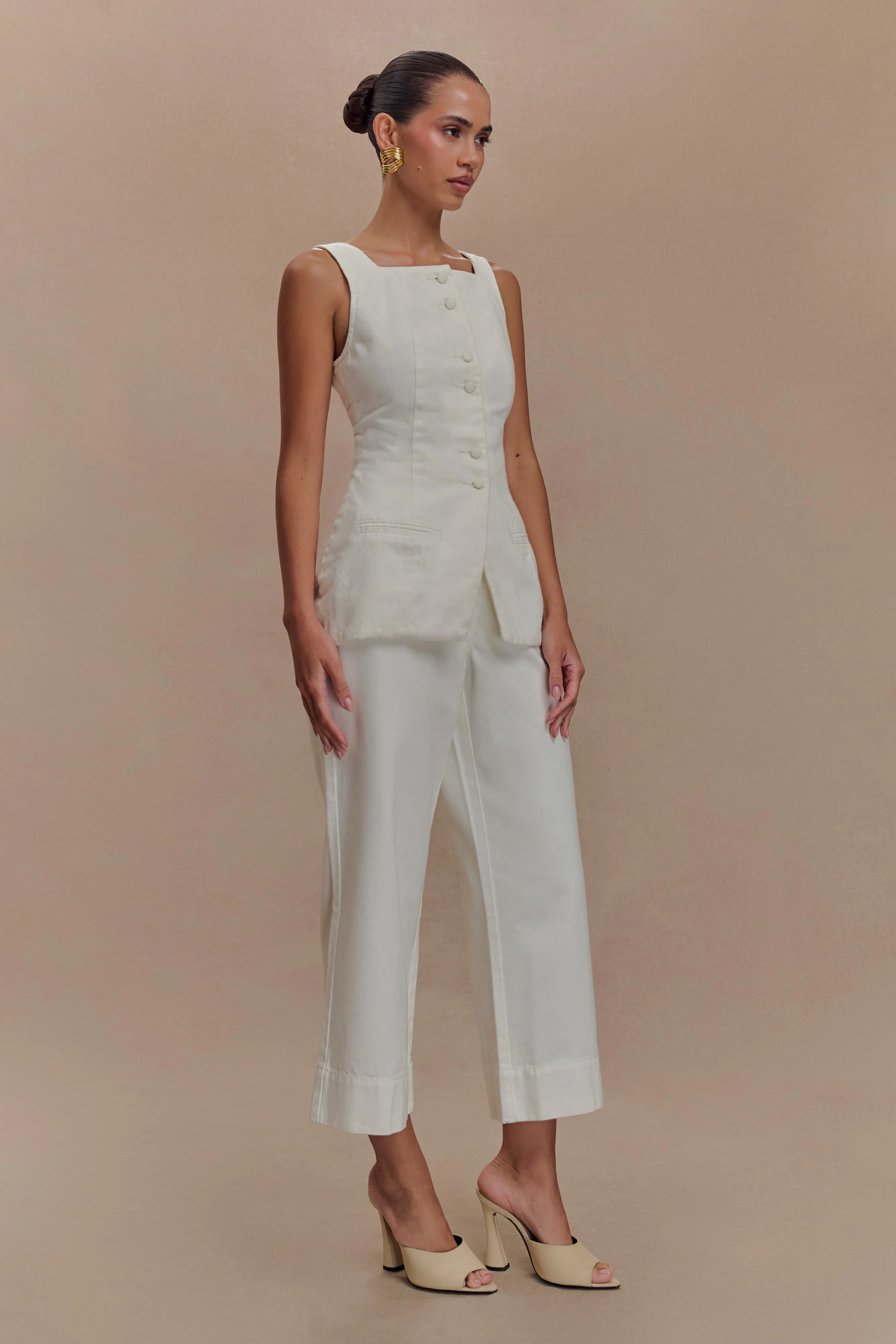 Kaitlyn Square Neck Long Line Top - White sold by Meshki product image thumbnail 4
