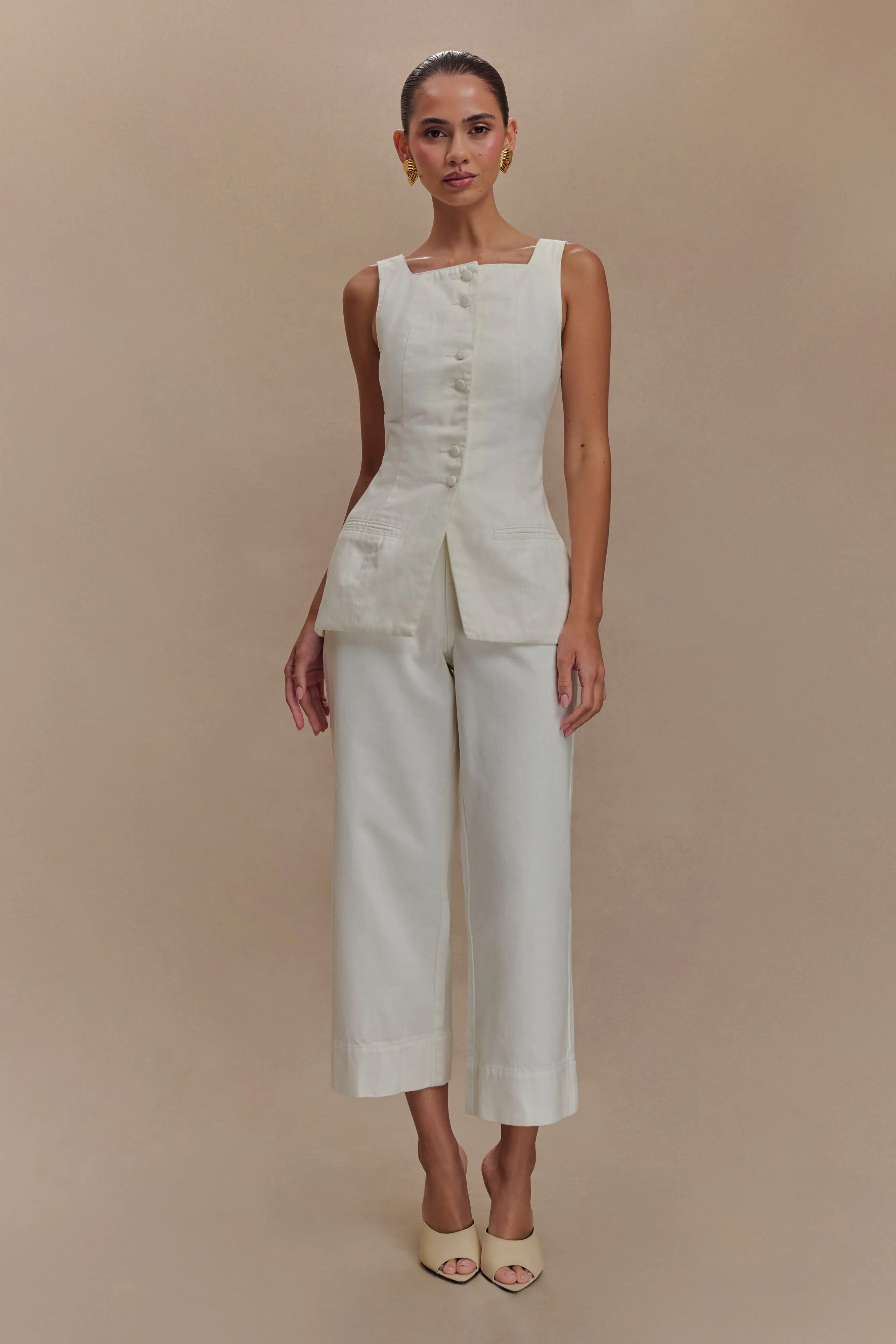Kaitlyn Square Neck Long Line Top - White sold by Meshki product image thumbnail 5