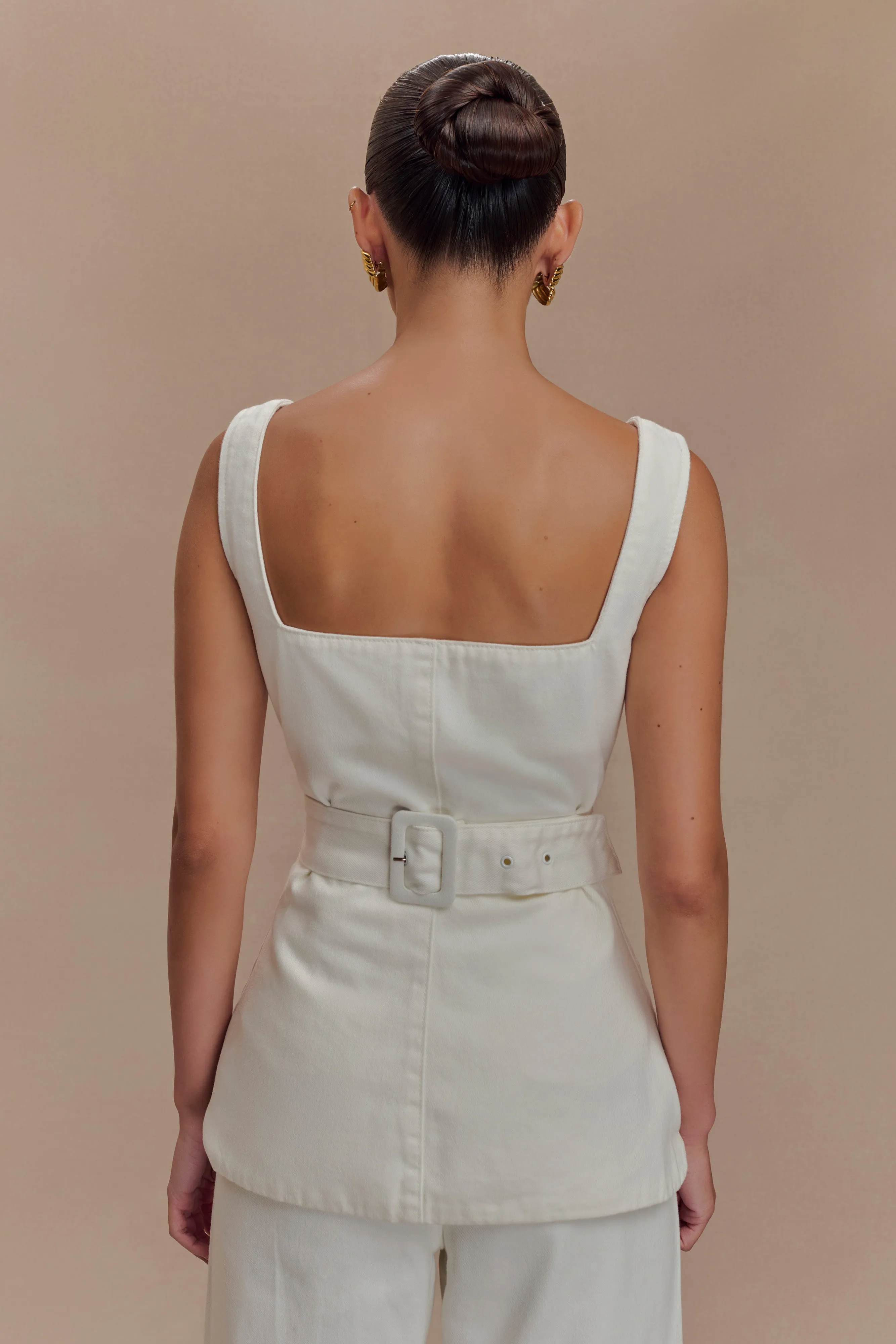 Kaitlyn Square Neck Long Line Top - White sold by Meshki product image thumbnail 2