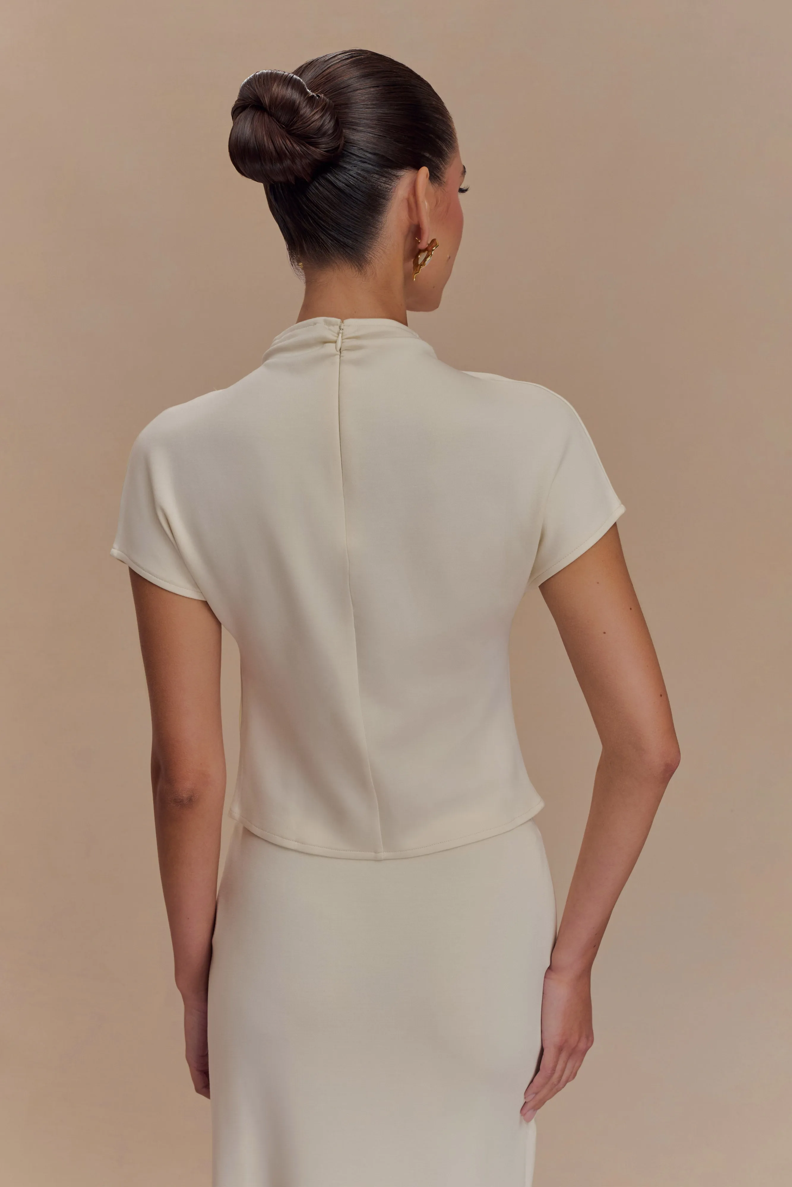 Eris High Neck Scuba Jersey Top - Ivory sold by Meshki product image thumbnail 2