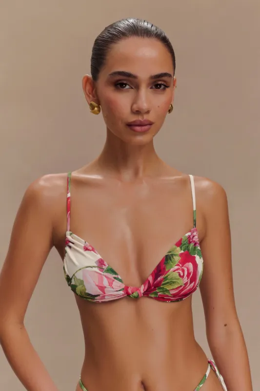 Rosmunda Ruched Bikini Top - Sonia Rose Print sold by Meshki